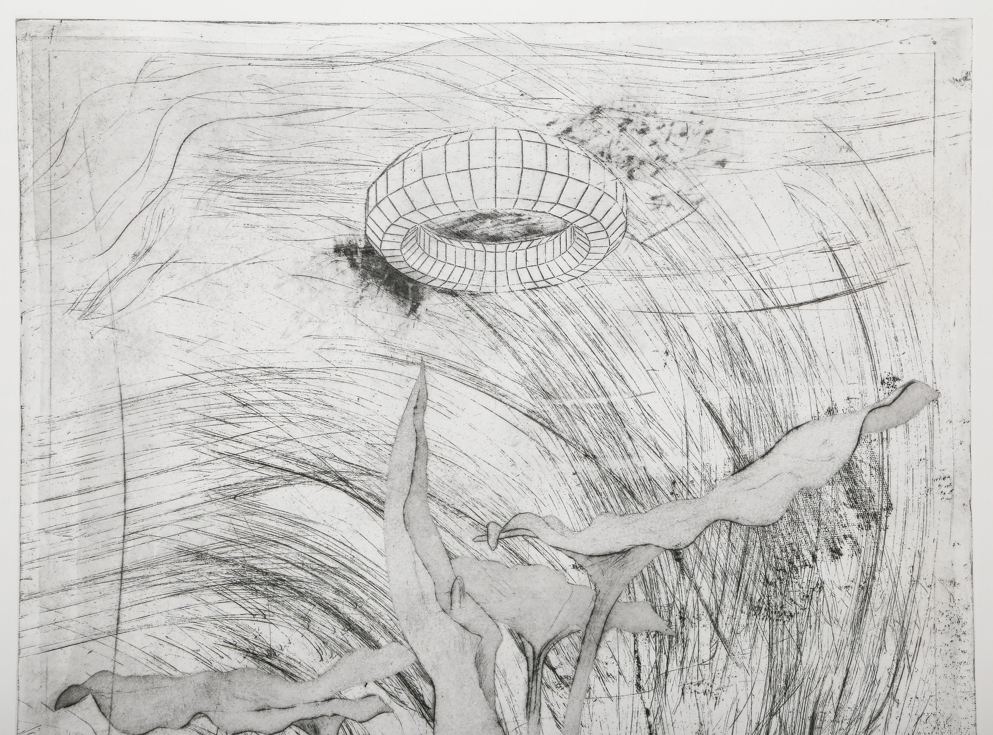 Plant Ring II, Surrealist Etching on Arches by Donald Saff For Sale 1