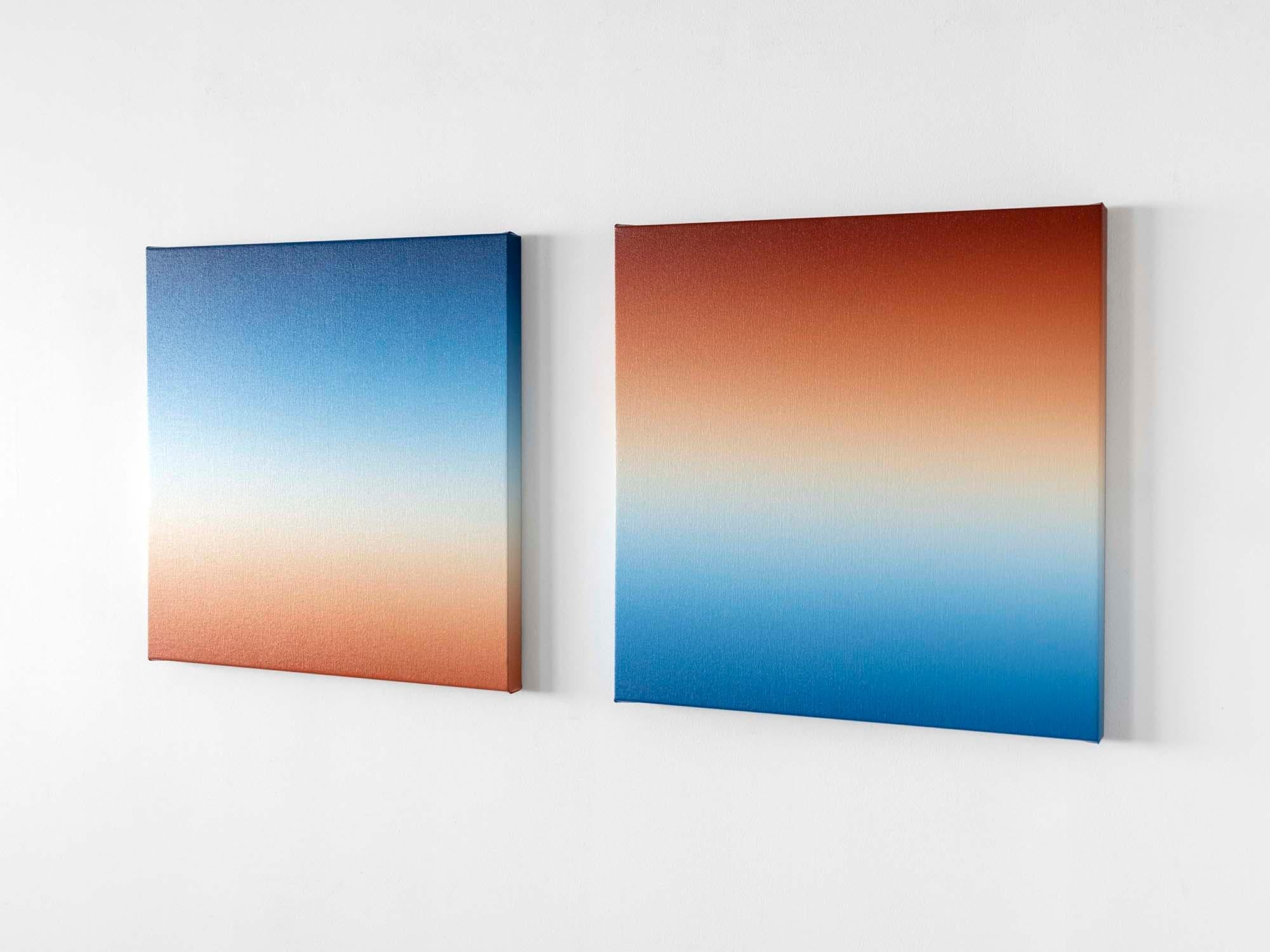 Donald Schenkel  Abstract Painting - Blue and Red Dawn (Diptych)