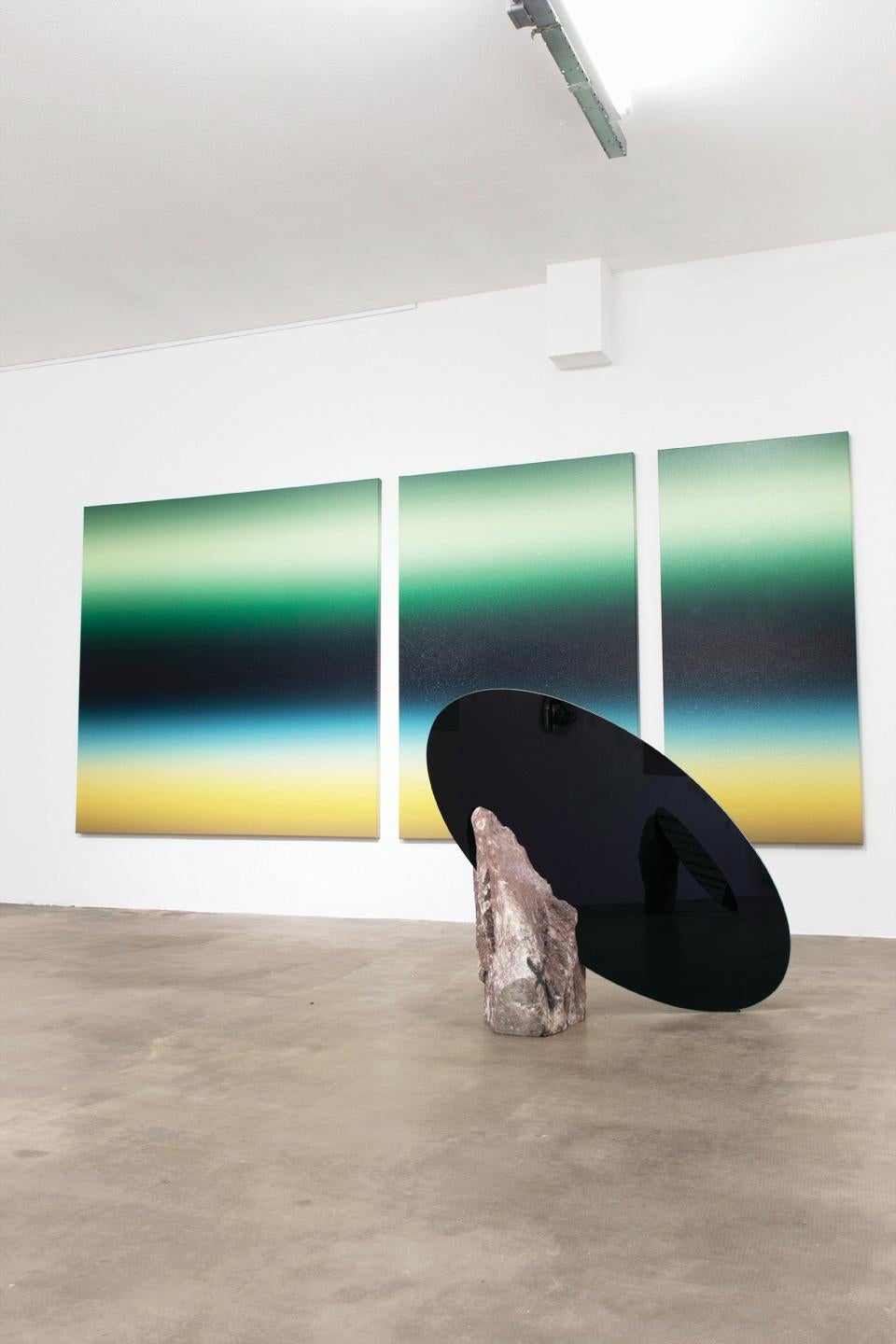 Green Dawn (Triptych) - Painting by Donald Schenkel 