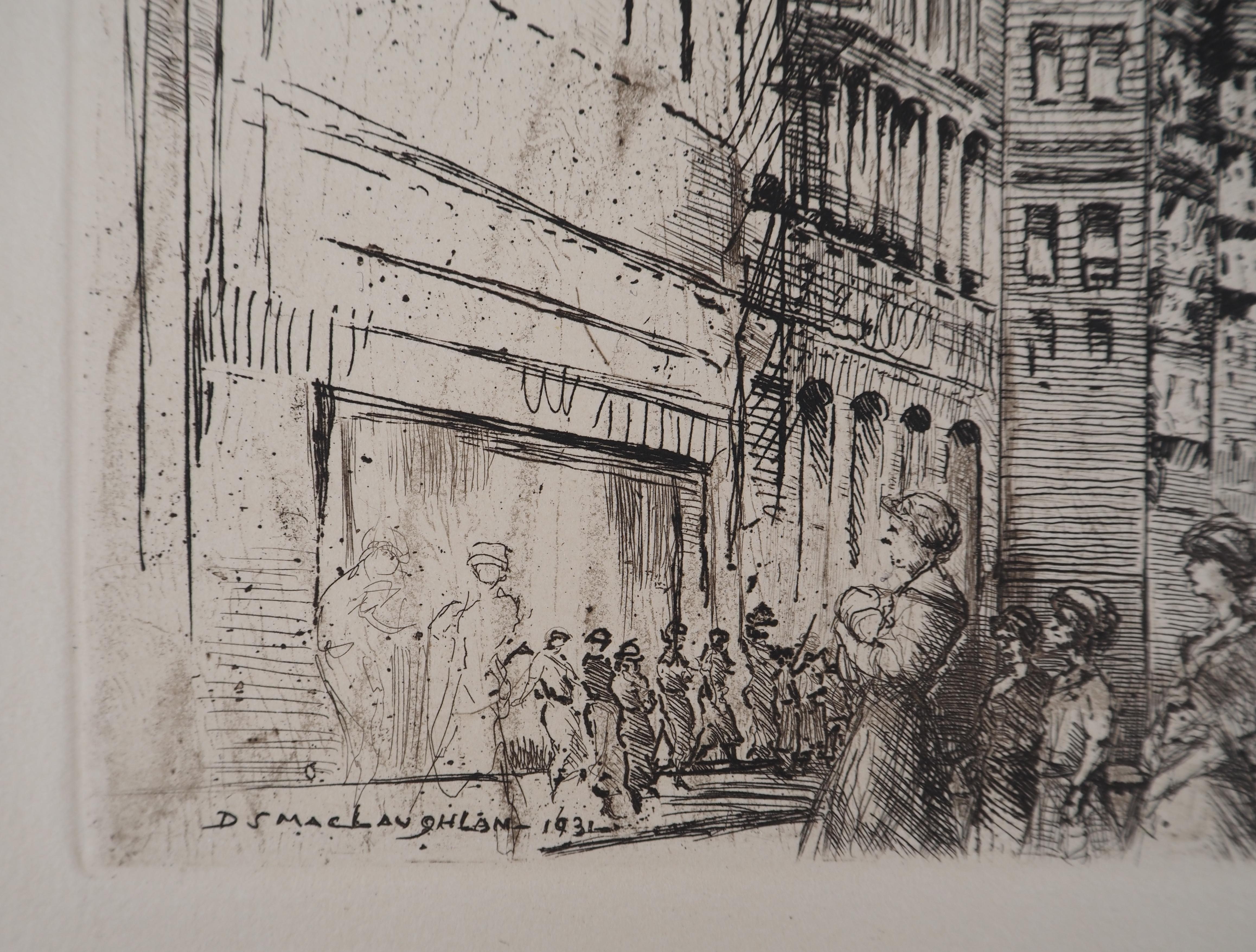 Chicago, Animated Avenue - Original etching, c. 1931 For Sale 1