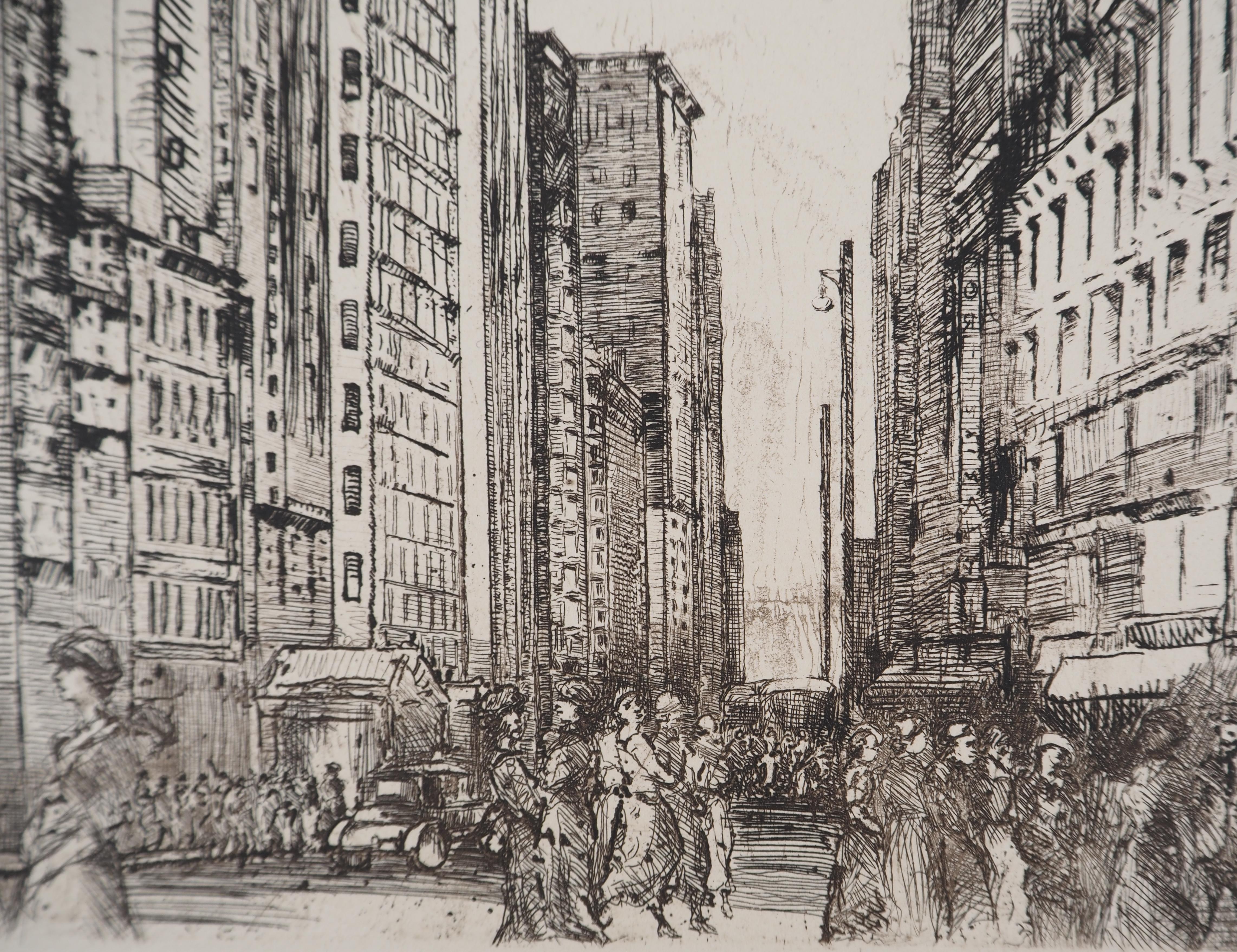 Chicago, Animated Avenue - Original etching, c. 1931 For Sale 2