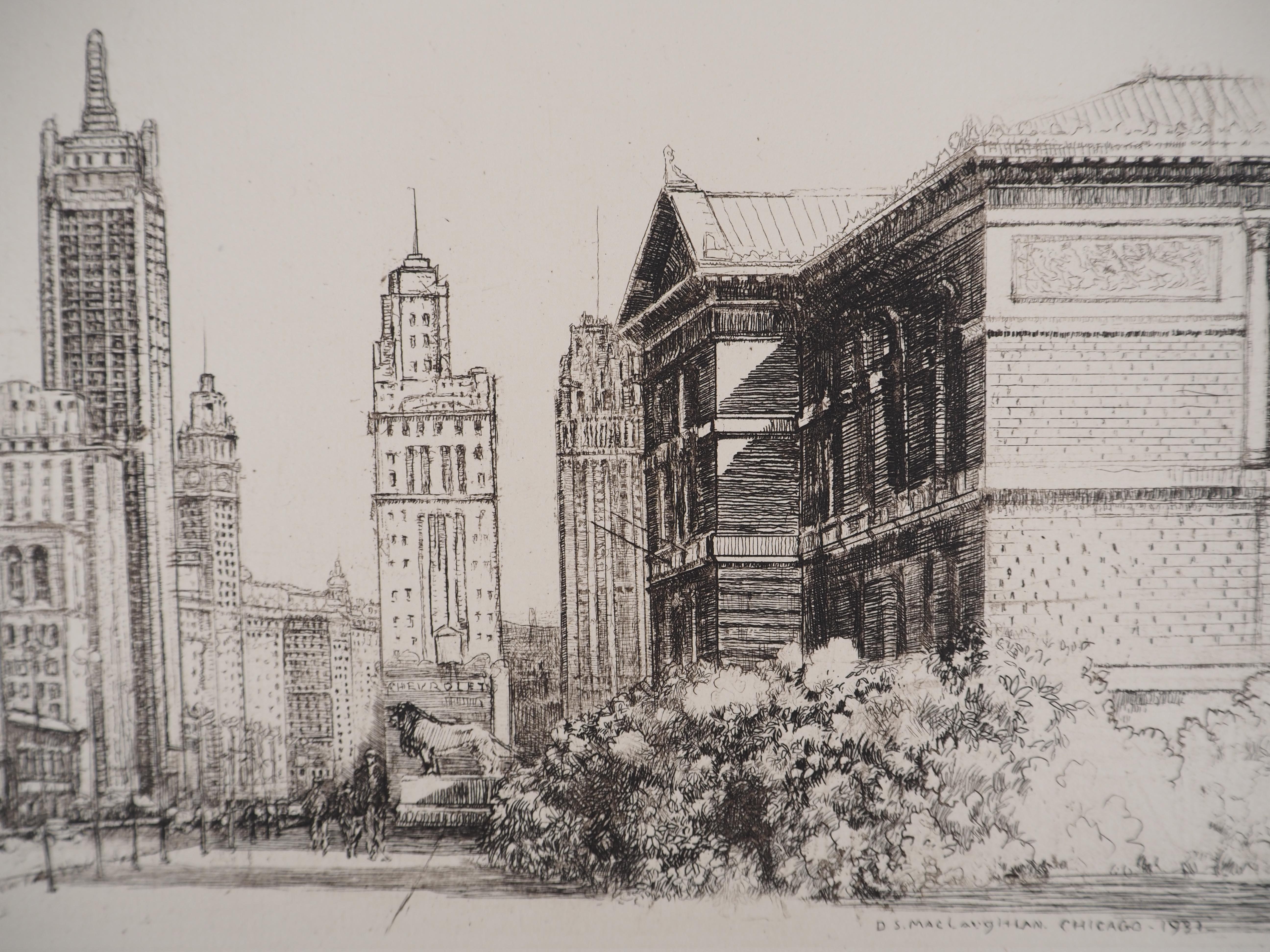 Chicago, Michigan Avenue n°1 - Incisione originale, 1931 ca. in vendita 1