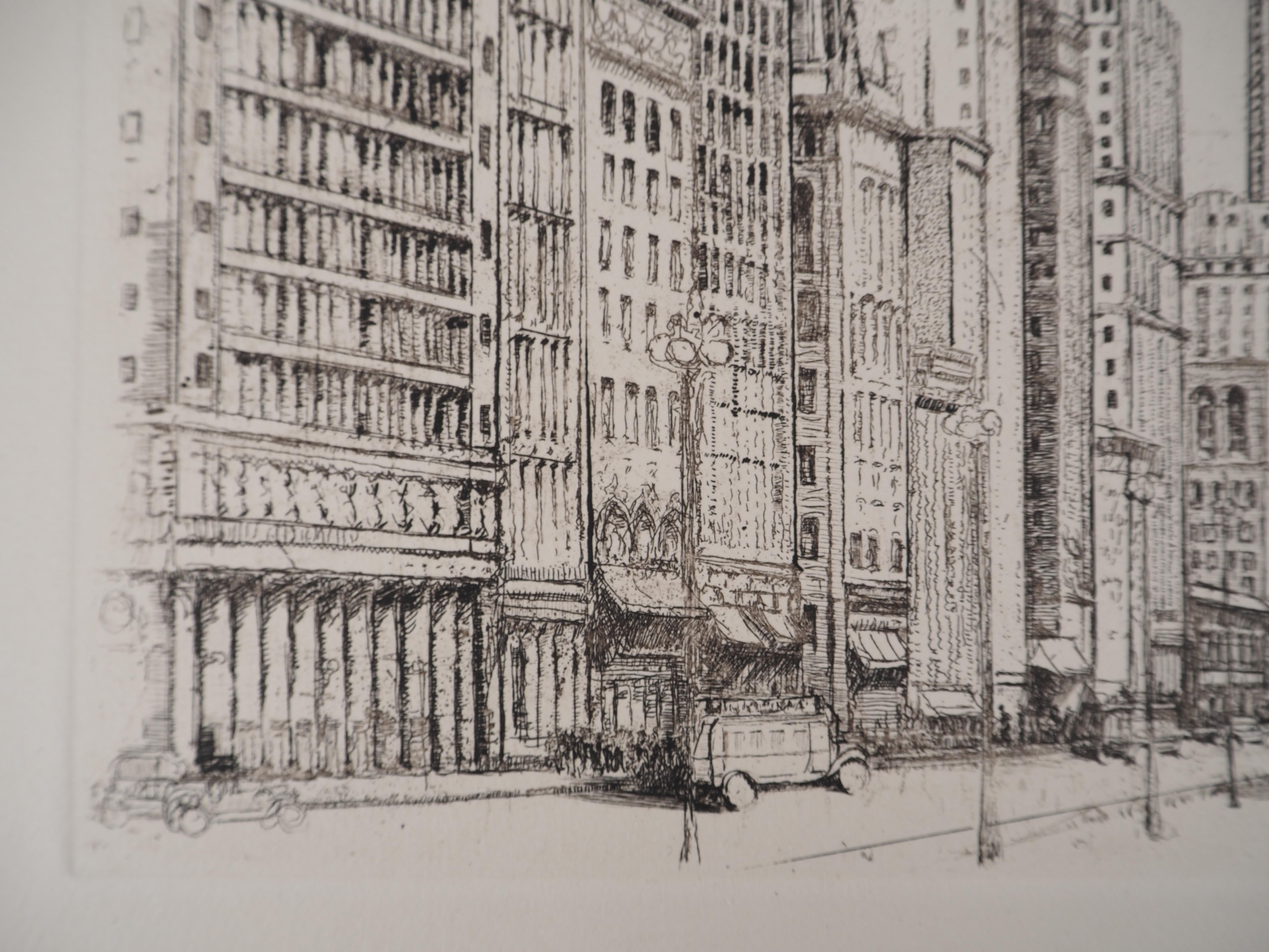 Chicago, Michigan Avenue n°1 - Incisione originale, 1931 ca. in vendita 4