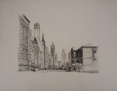 Vintage Chicago, Michigan Avenue n°1 - Original etching, c. 1931