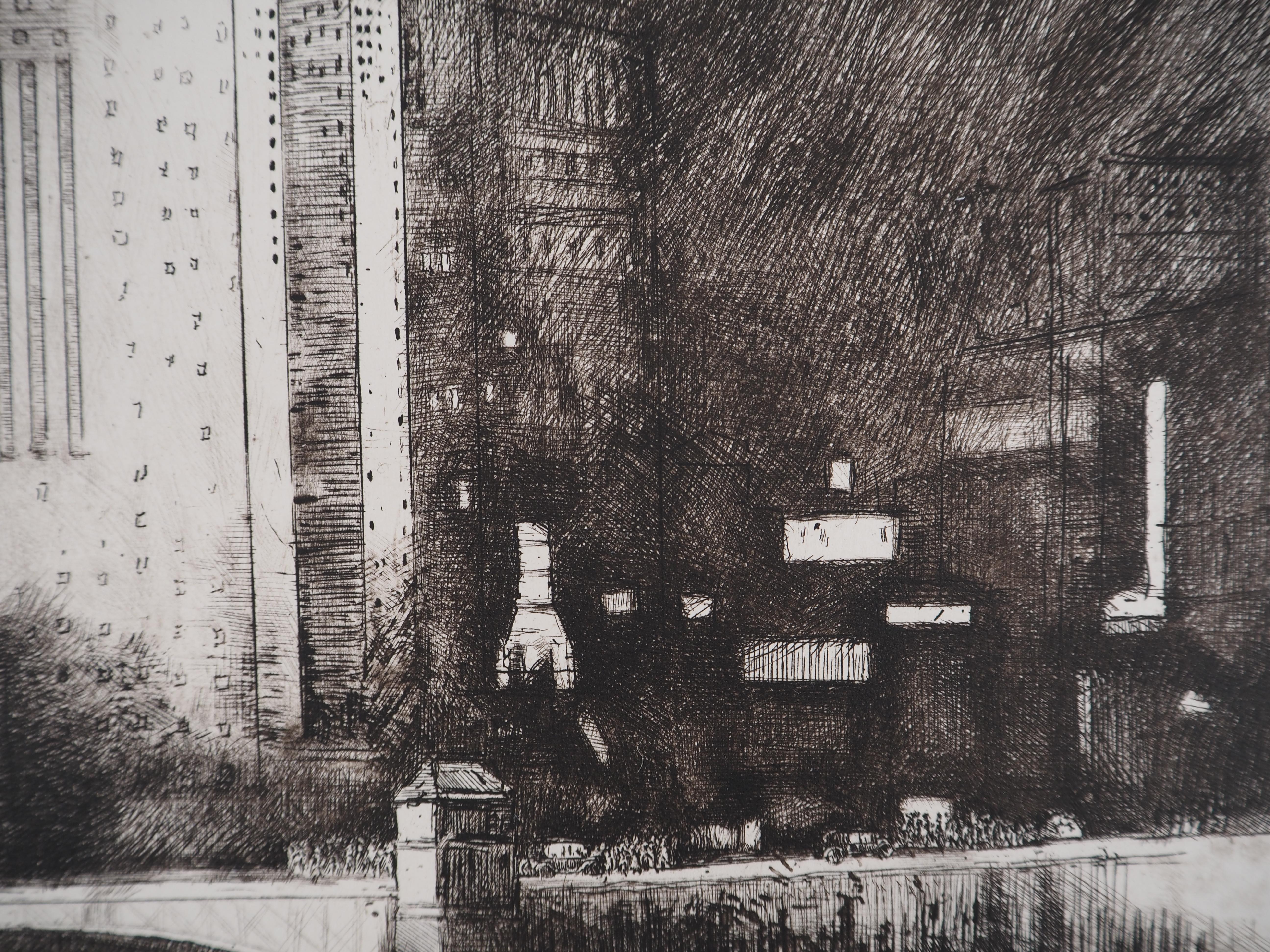 Chicago : The Wacker Drive - Original etching, c. 1931 For Sale 2