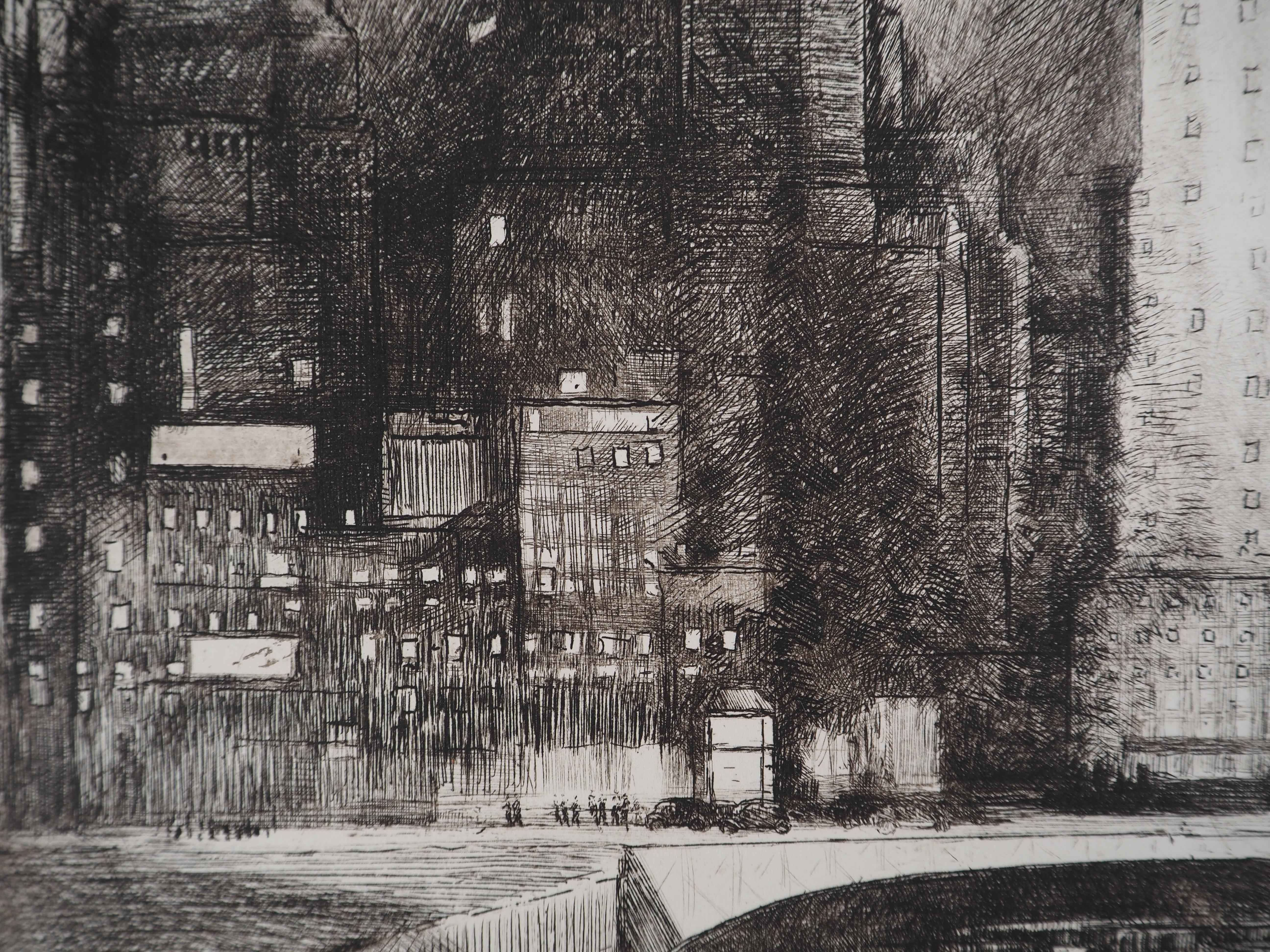 Chicago : The Wacker Drive - Original etching, c. 1931 For Sale 4