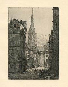 "Rue du Chasseur, Rouen" original etching