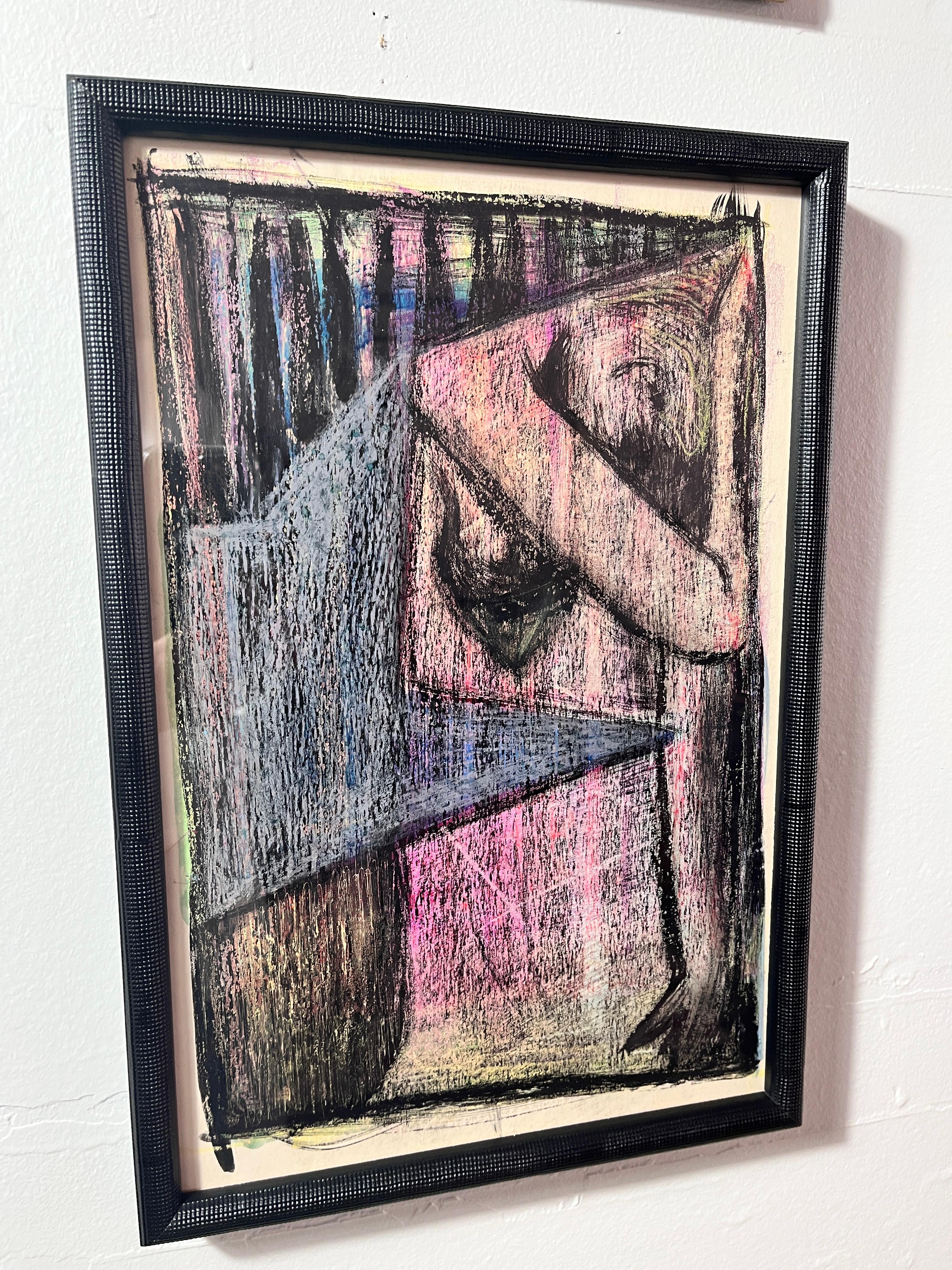 1950 "Eve", pastello figurativo americano moderno del MidCentury a guazzo e olio