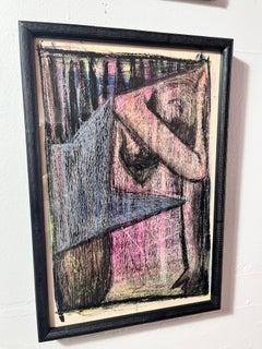 1950 "Eve", pastello figurativo americano moderno del MidCentury a guazzo e olio
