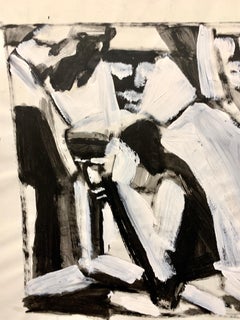 1950er Jahre „Group Meeting“ Figurative Gouache-Universität von Paris, Mitte des Jahrhunderts