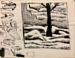 1950er Jahre „Mound Street“ Figuratives Gemälde der amerikanischen Moderne