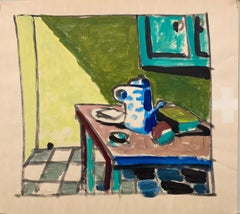 1950s "Mouse Hole Kitchen" Mid Century Still Life Painting Art Students League