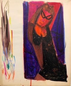 1950s "Ms. Y" Mid Century Figurative Painting University of Paris