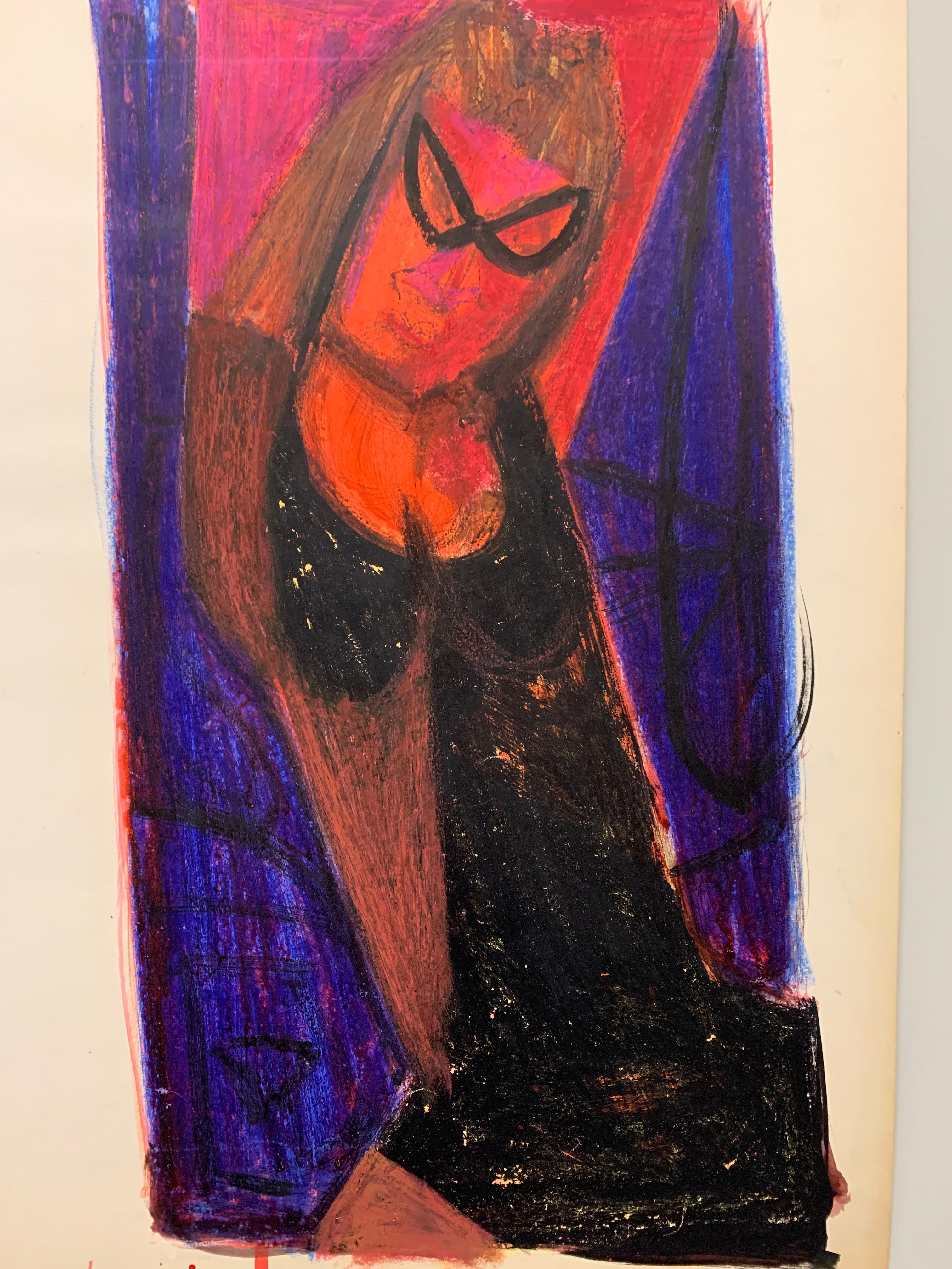 Donald Stacy
"Ms.Y"
c. 1950s
Gouache and oil pastel on paper
14" x 17" unframed
Unsigned
Came from artist's estate

Donald Stacy (1925-2011) New Jersey

Studied: Newark School of Fine Art
The Art Students League
Pratt Graphic Arts Center
University