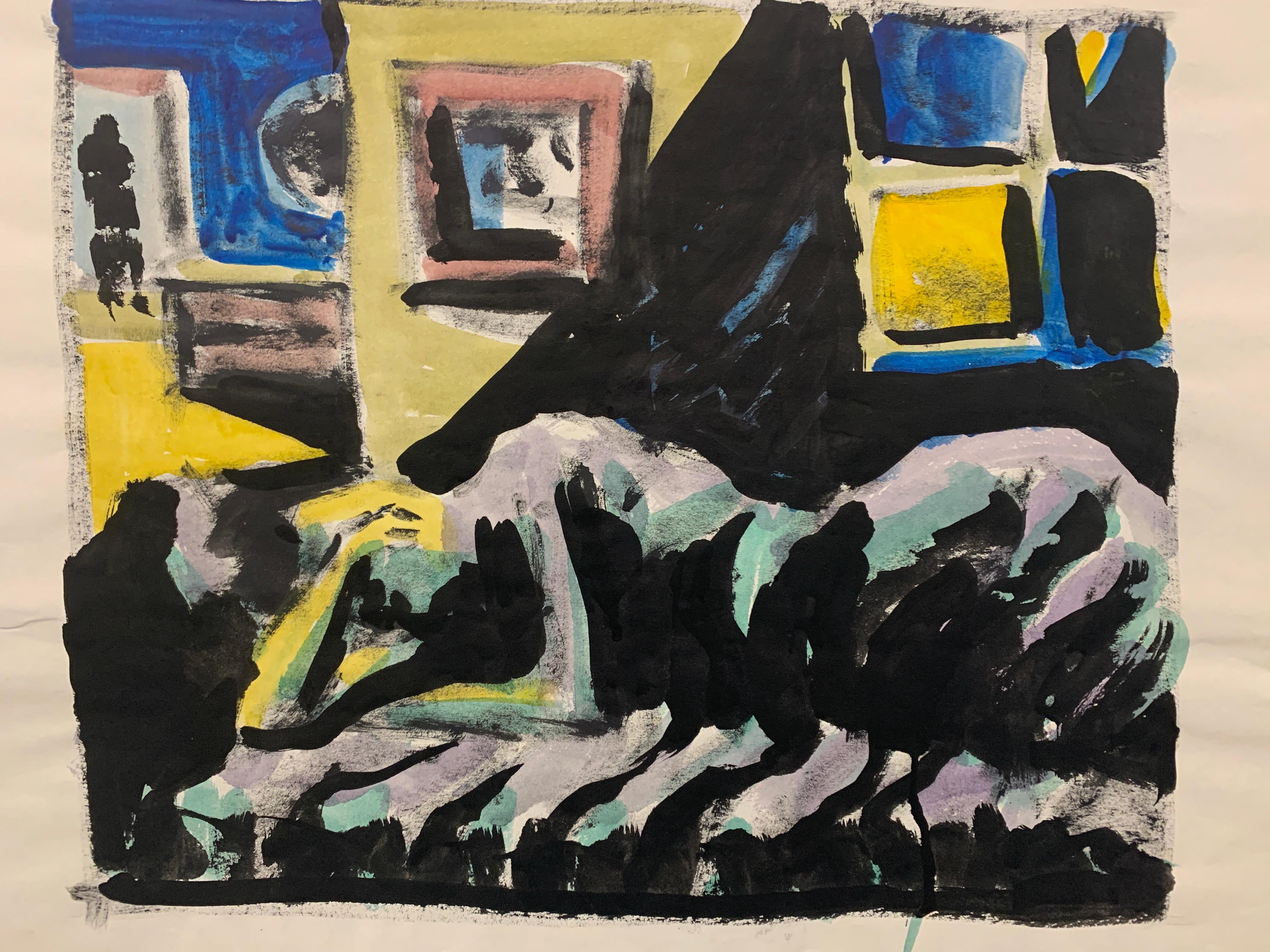 1950s "Nap in the Light" Mid Century Figurative Painting University of Paris