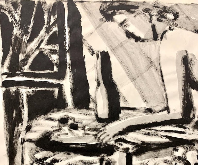 Donald Stacy 1950s "Nude in Kitchen" Mid Century Figurative Painting