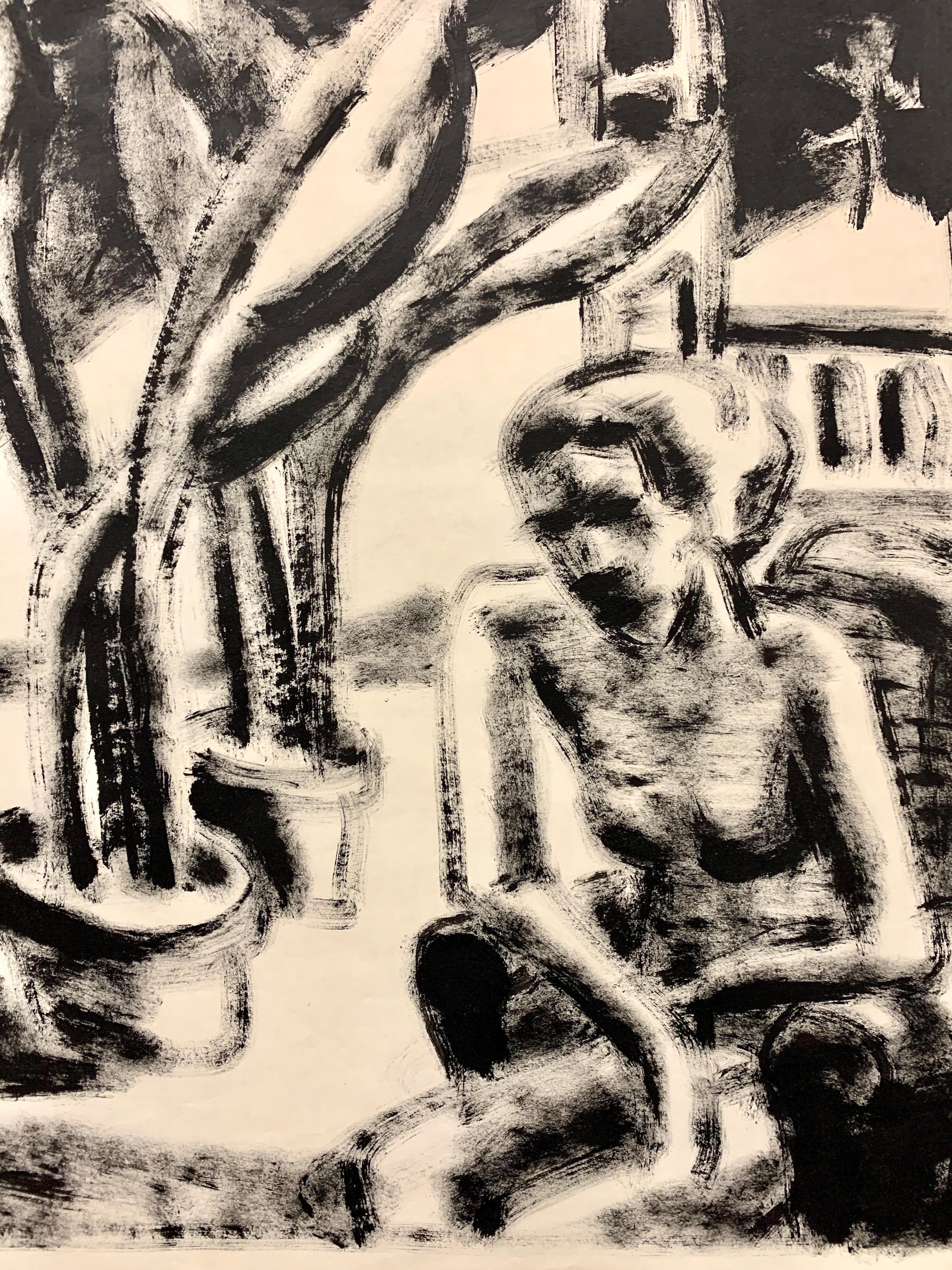Figuratives Gemälde „ Akt im Park“, MOMA-Künstler, Mitte des Jahrhunderts, 1950er Jahre (Amerikanische Moderne), Painting, von Donald Stacy