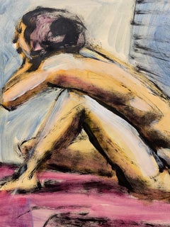 1950s "Pink Floor" Mid Century Female Nude Figurative Painting