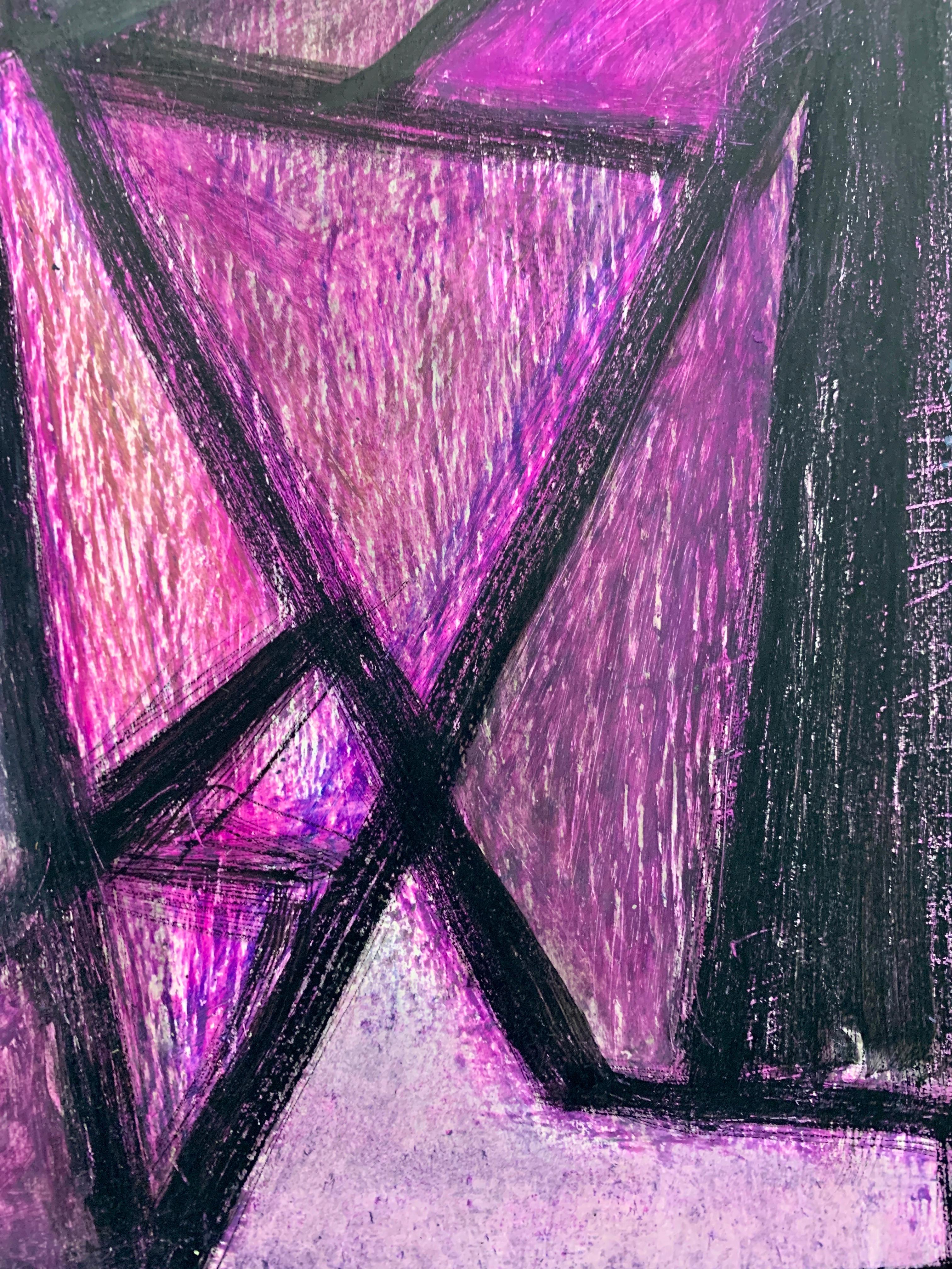 purple oil pastel drawing