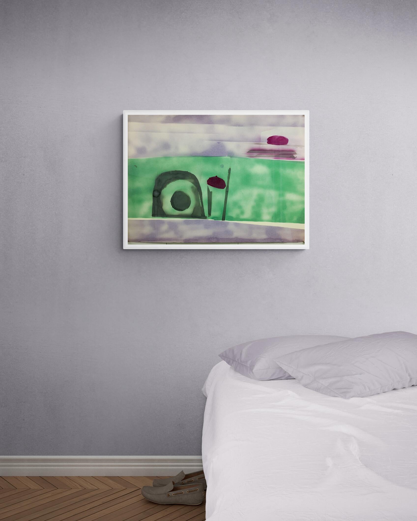 Peinture de paysage abstrait du milieu du siècle 