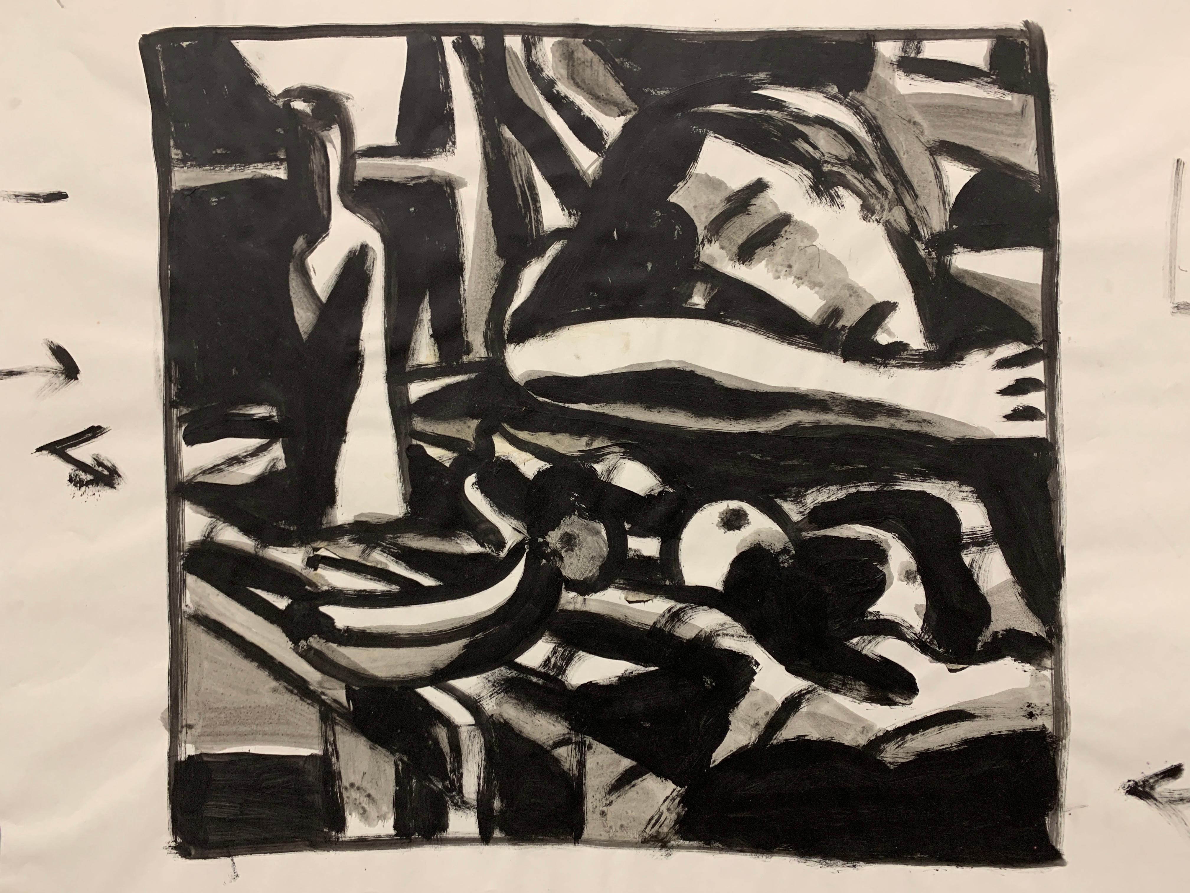 Peinture figurative du milieu du siècle « Sleeping with Fruit » de l'Université de Paris, années 1950 - Painting de Donald Stacy