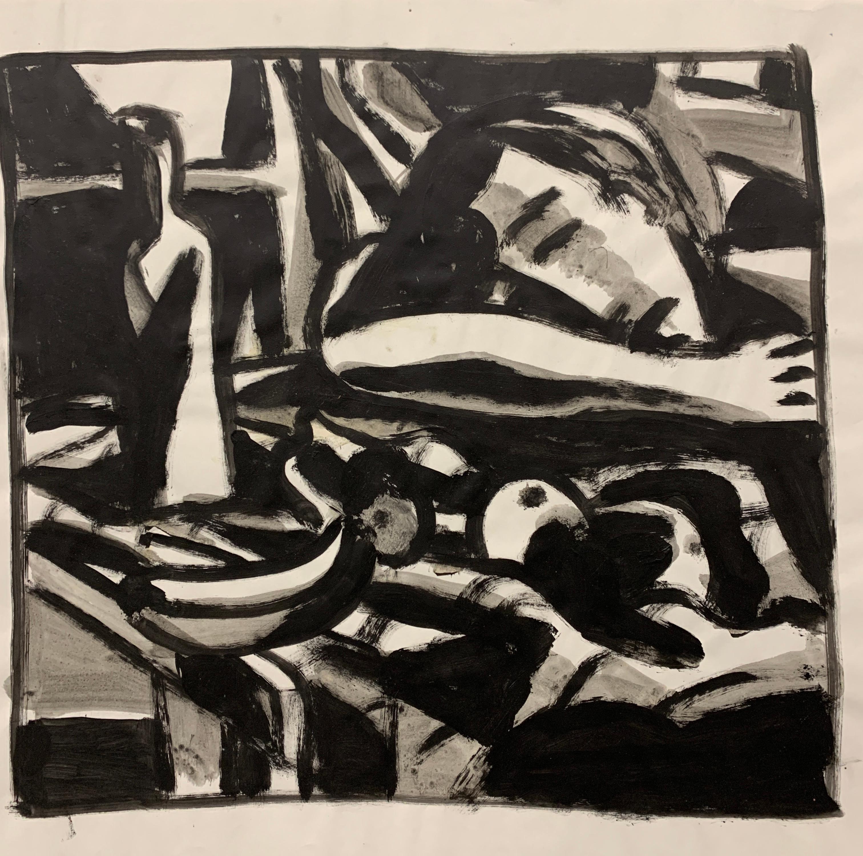 1950er Jahre „Sleeping with Fruit“ Figurative Malerei, Universität von Paris, Mitte des Jahrhunderts (Amerikanische Moderne), Painting, von Donald Stacy