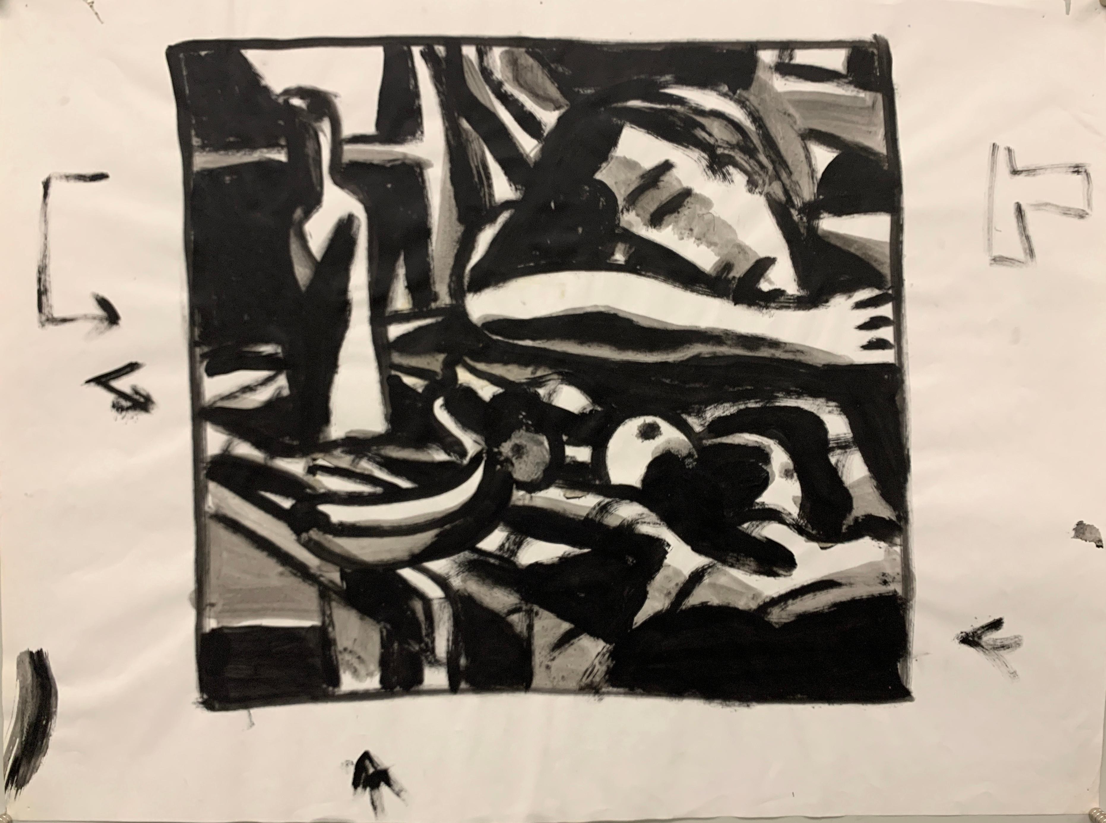 1950s "Sleeping with Fruit" Mid Century Figurative Painting University of Paris
