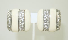 Donald Stannard Enamel & Crystal Rhinestone Earrings, 1980's