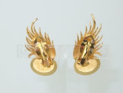Donald Stannard Gold Tone Black Glass Earrings