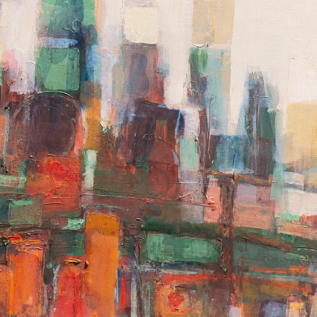 'West Side, New York', Central Park, Manhattan Modernist Abstract, BMFA, Harvard - Beige Abstract Painting by Donald Stoltenberg