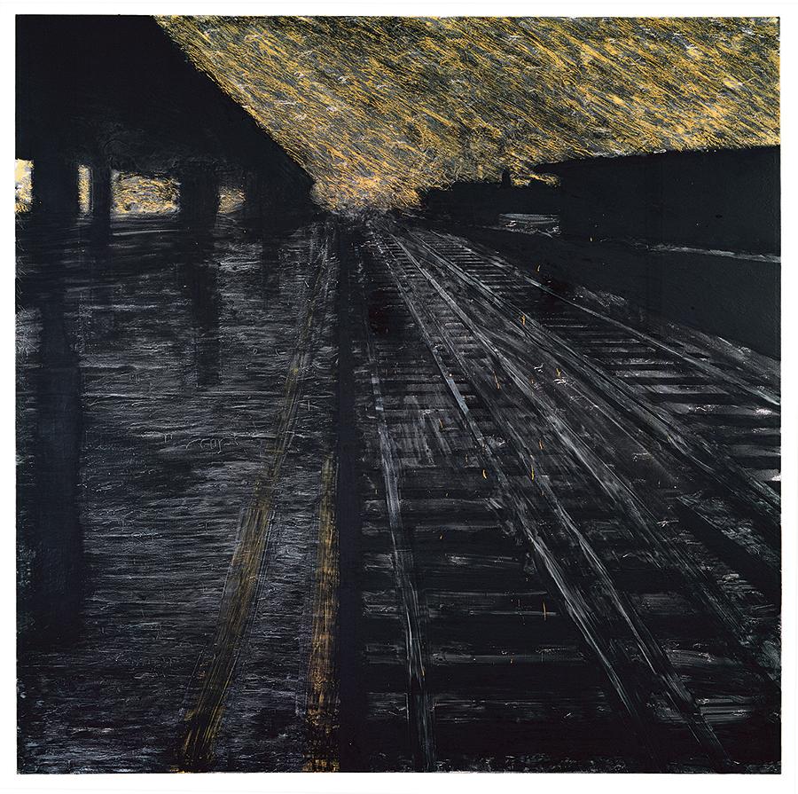 Donald Sultan (médias mixtes) - Herndon Railway, 18 août 1988