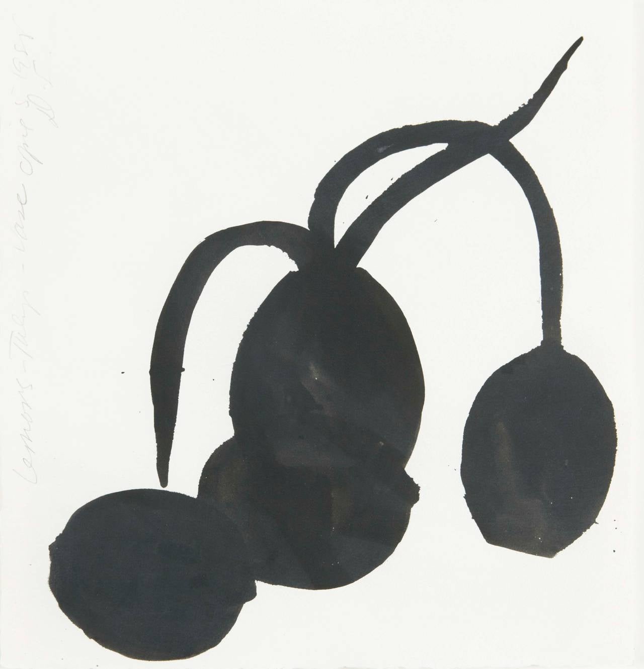 Still-Life Painting Donald Sultan - citrons, tulipe, vase