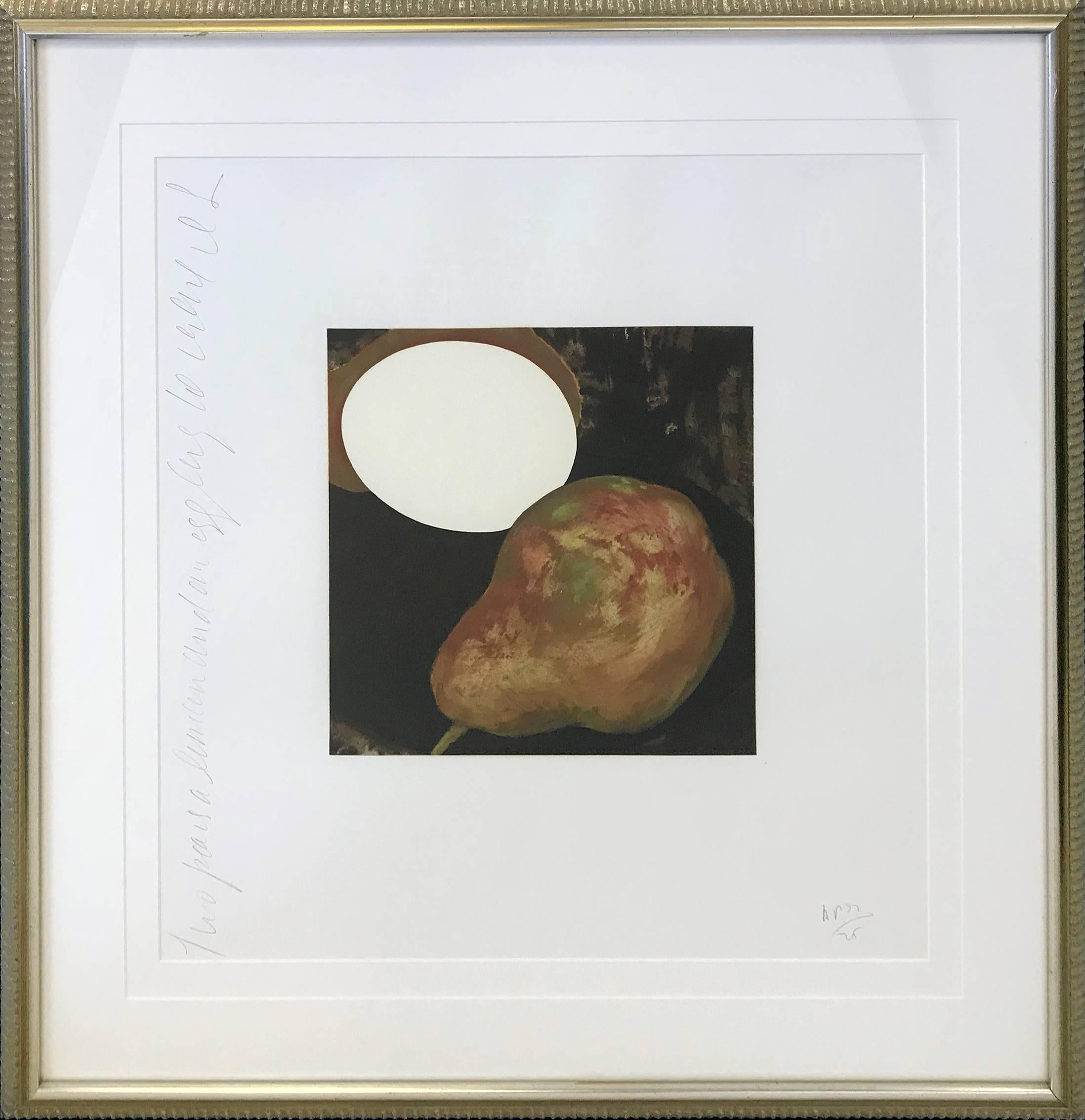 Donald Sultan Figurative Print - 2 PEARS, A LEMON, AND AN EGG