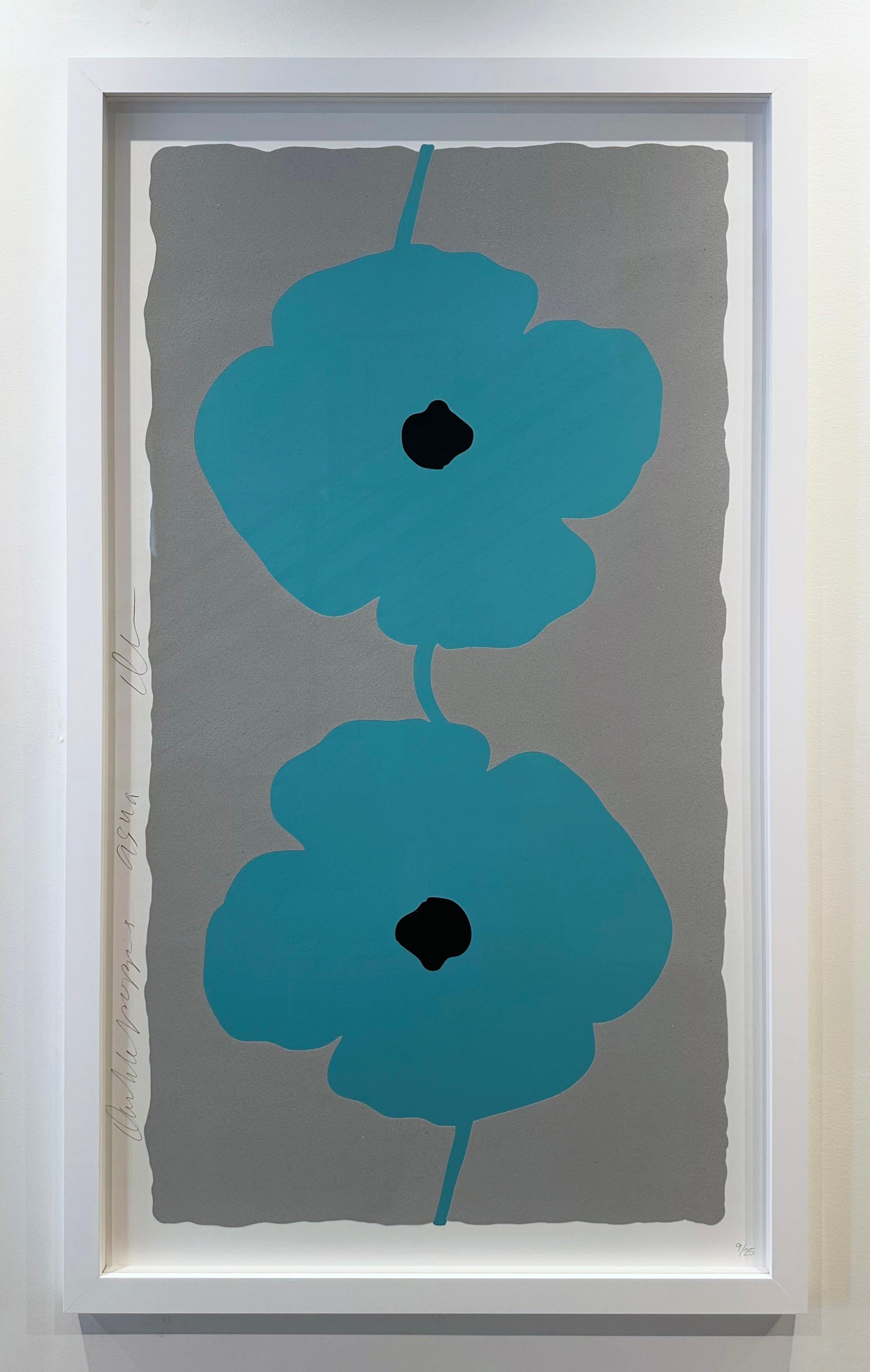 Aqua Double Poppies - Print by Donald Sultan