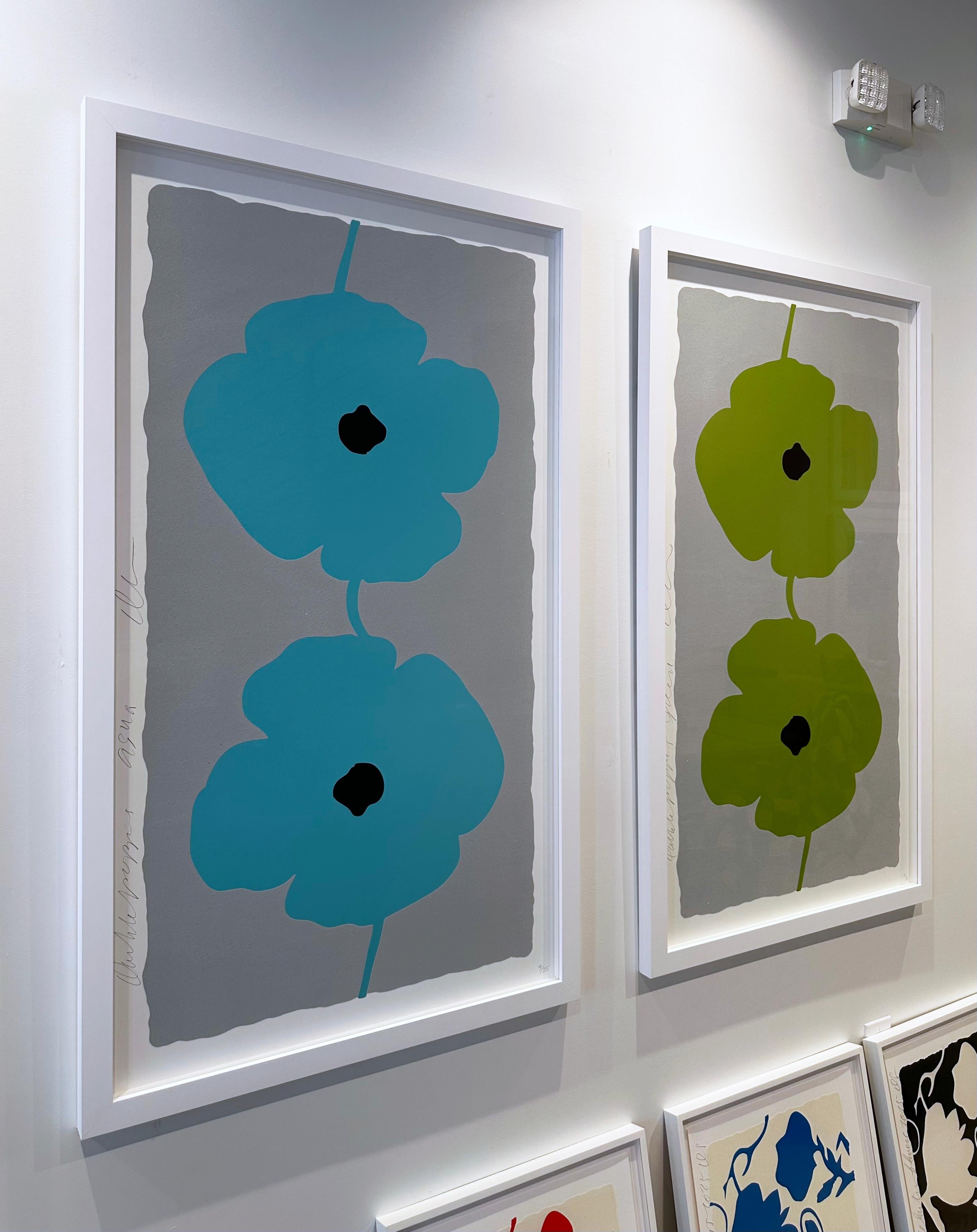 Aqua Double Poppies - Blue Still-Life Print by Donald Sultan