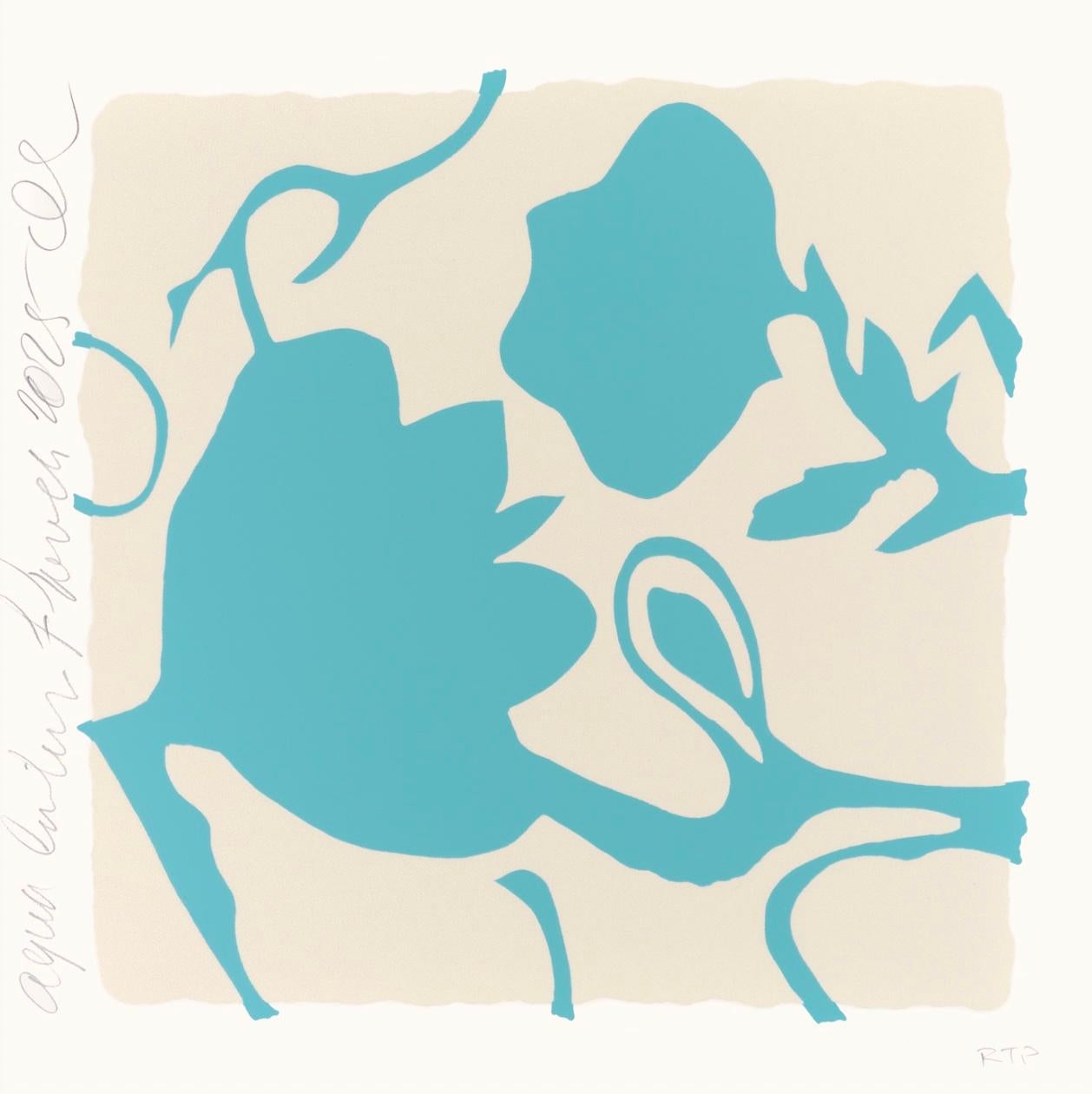 Abstract Print Donald Sultan - Aqua Lantern Flowers 2025