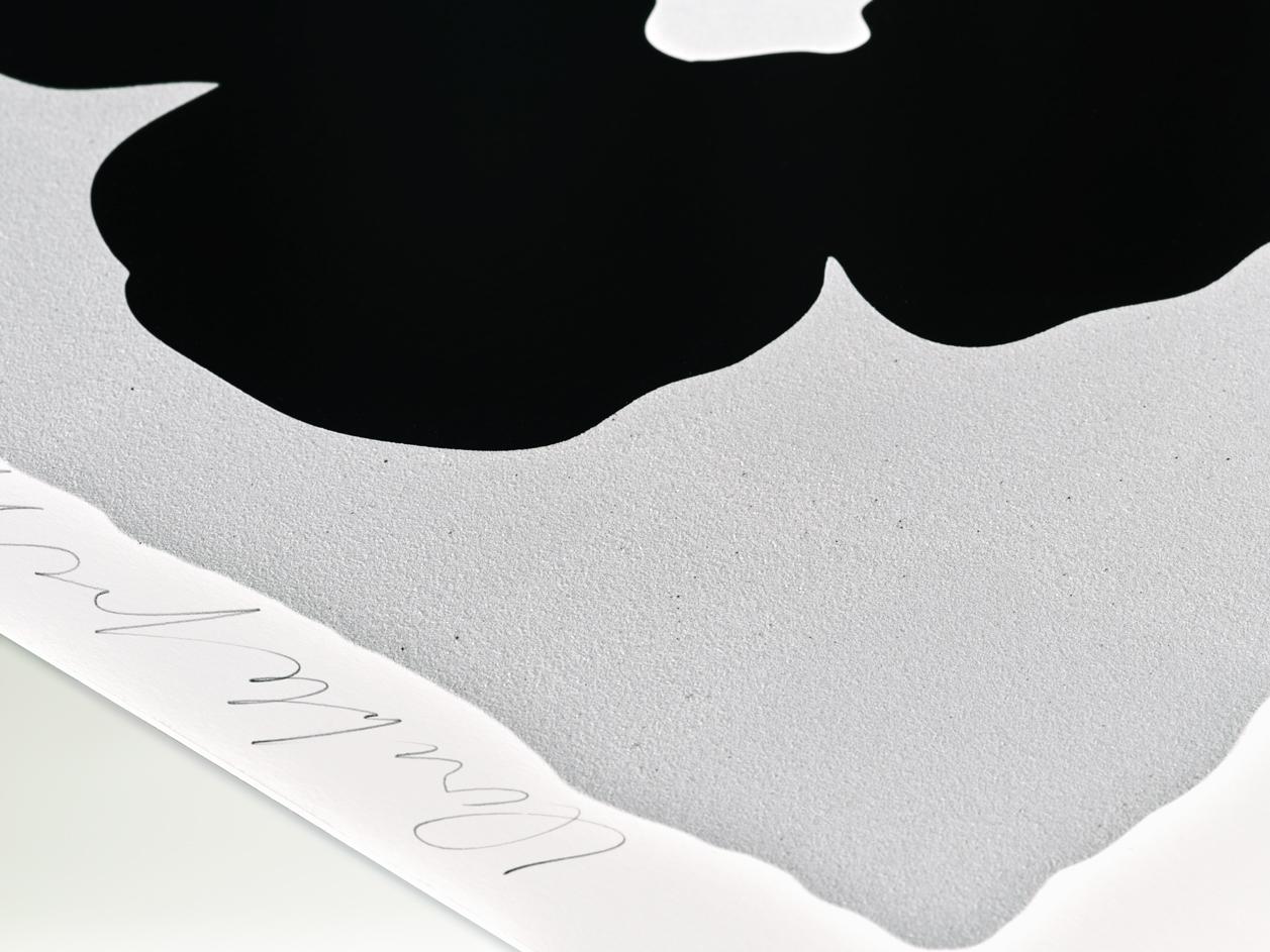 Artist: Donald Sultan
Title: Black Double Poppies
Portfolio: Double Poppies
Medium: Silkscreen with enamel inks, flocking, and sand on Rising 4-ply museum board
Date: 2025
Edition: 9/25
Frame Size: 55 1/4