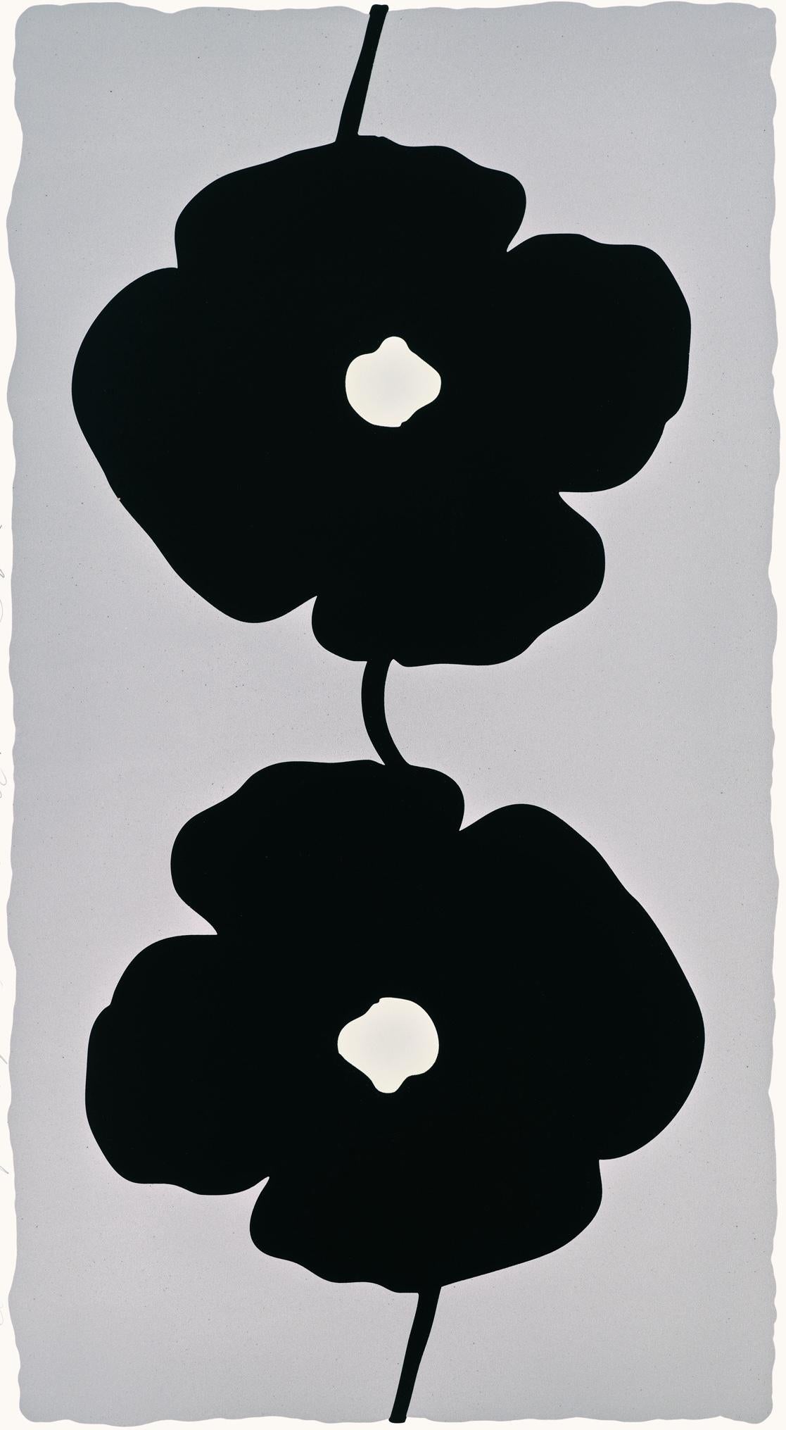Donald Sultan Still-Life Print - Black Double Poppies