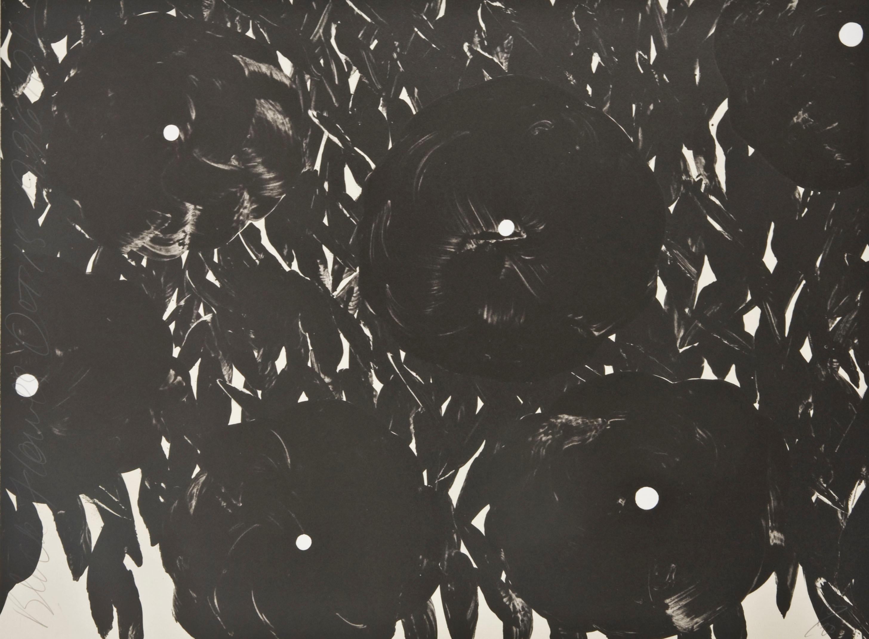 Donald Sultan Abstract Print - Black Flowers October 15