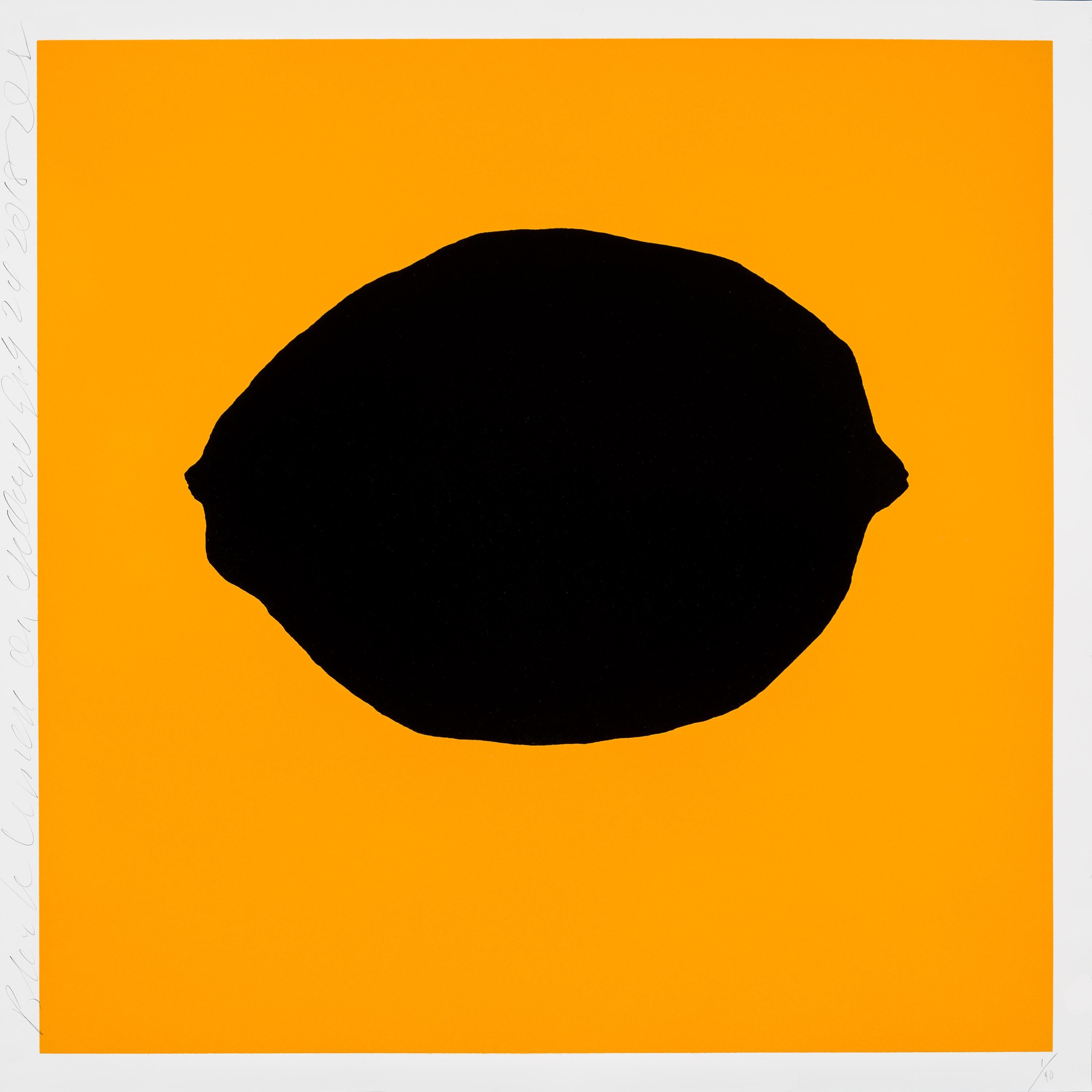 Black Lemon on Yellow, 2018, Color silkscreen with enamel ink - Print by Donald Sultan