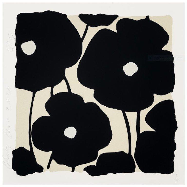 Donald Sultan Abstract Print - Black Poppies, Dec 2 2020