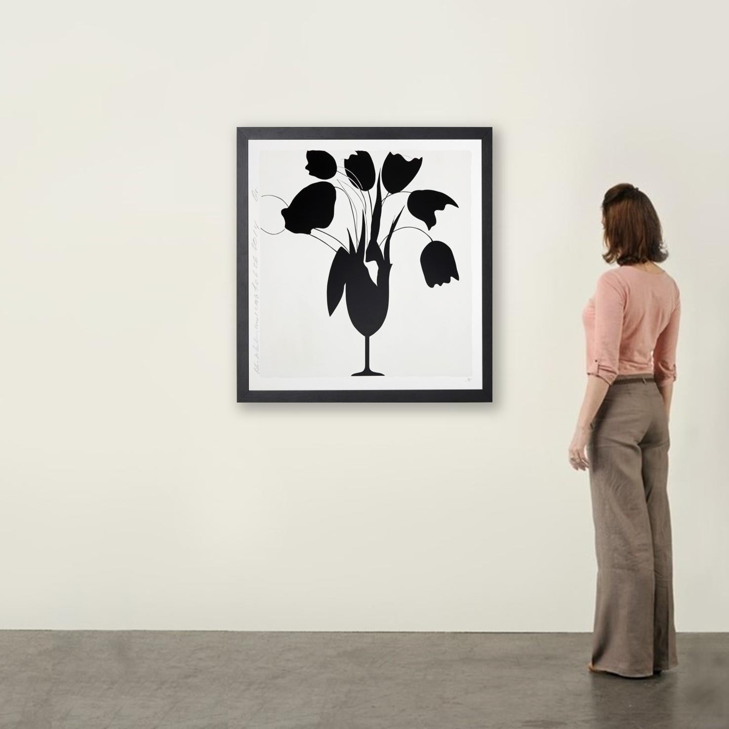 Tulips et vase noirs contemporains, 21e siècle, sérigraphie, édition limitée en vente 6