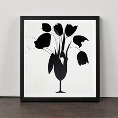 Tulipanes negros y jarrón - Contemporáneo, Siglo XXI, Serigrafía, Edición limitada