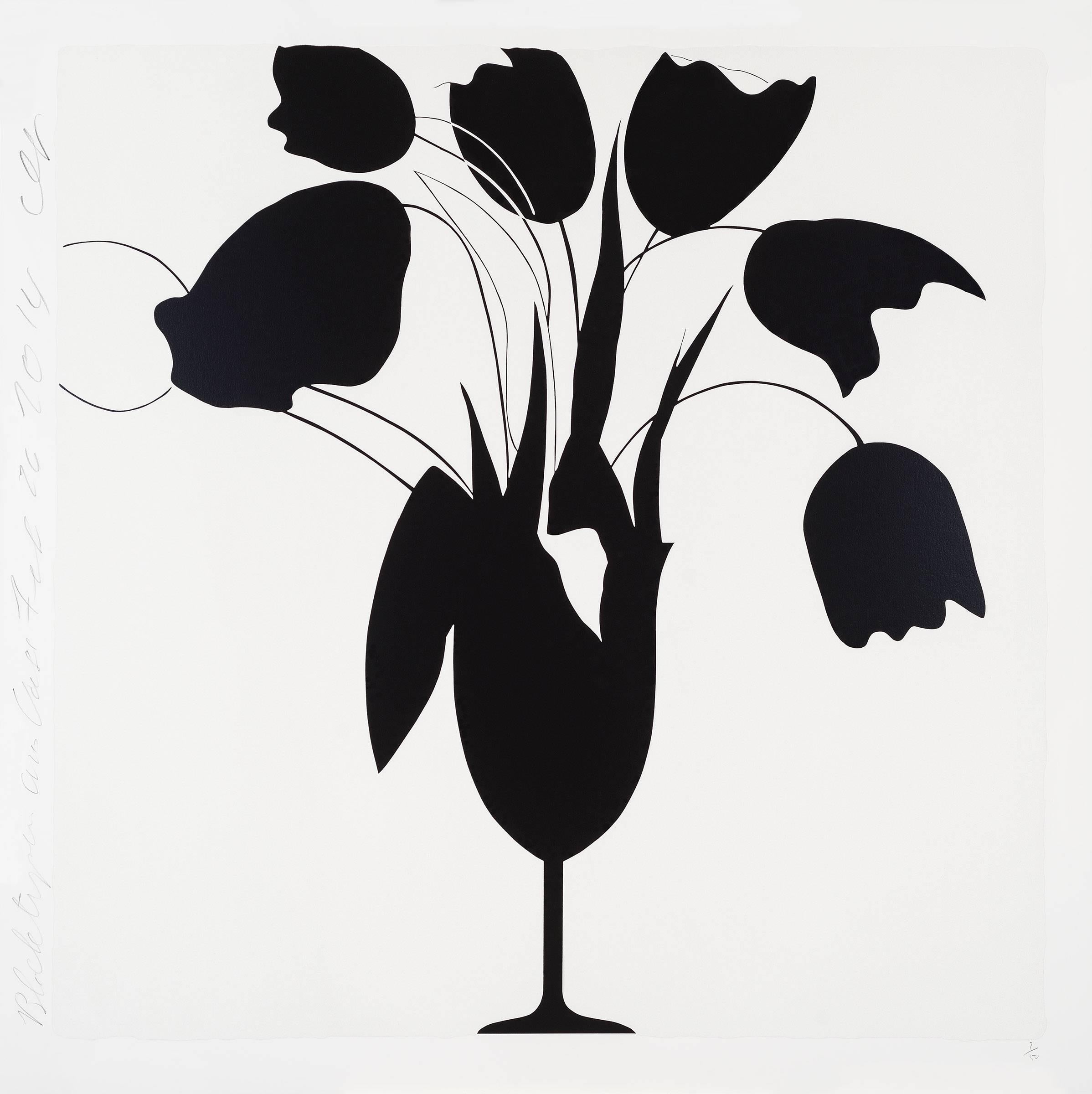 Black Tulips and Vase - Print by Donald Sultan