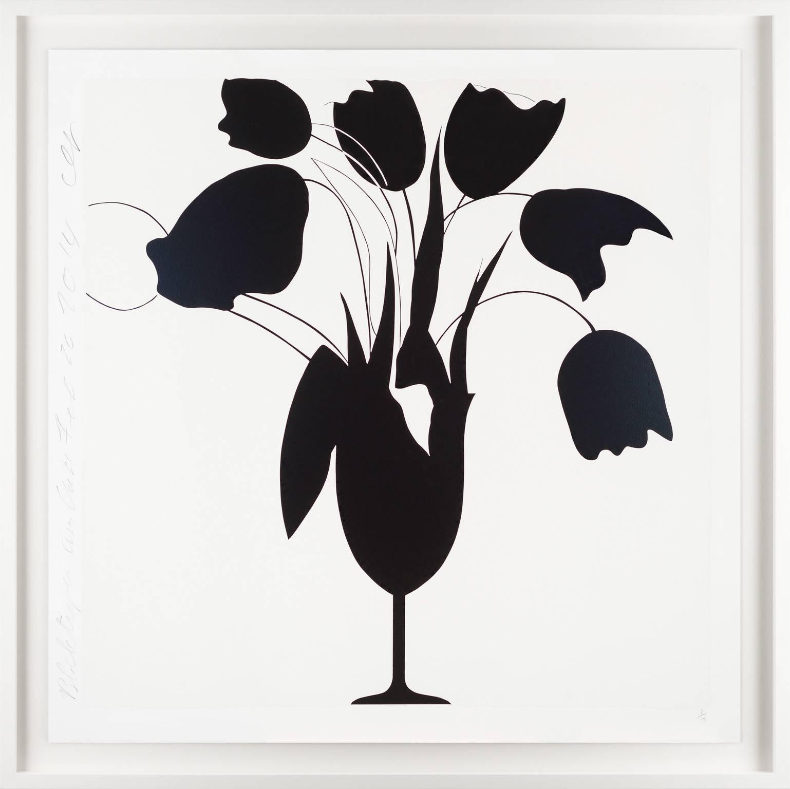 Donald Sultan Abstract Print - Black Tulips and Vase