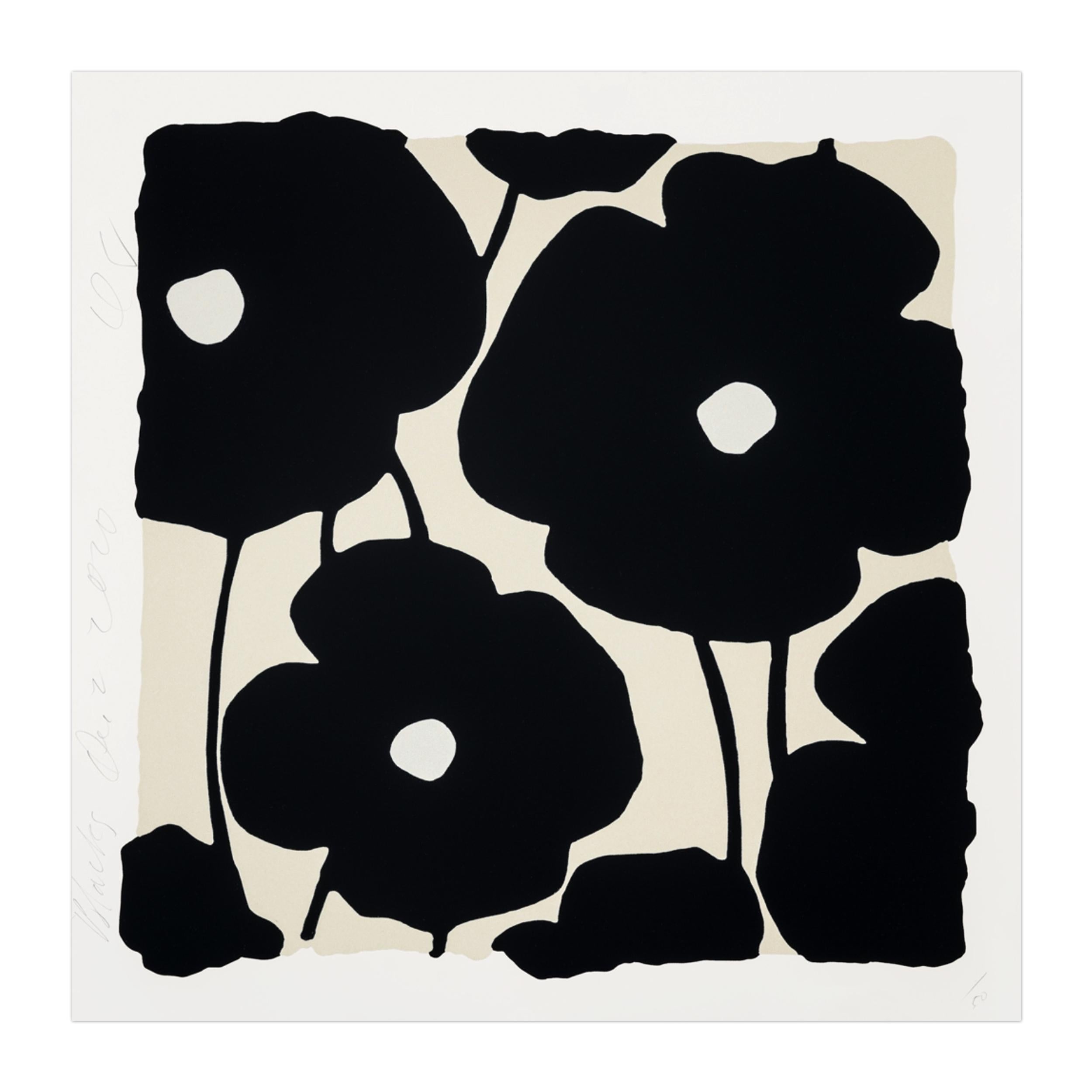 Donald Sultan Still-Life Print - Blacks, Flower Still-Life, Contemporary Art, Pop Art