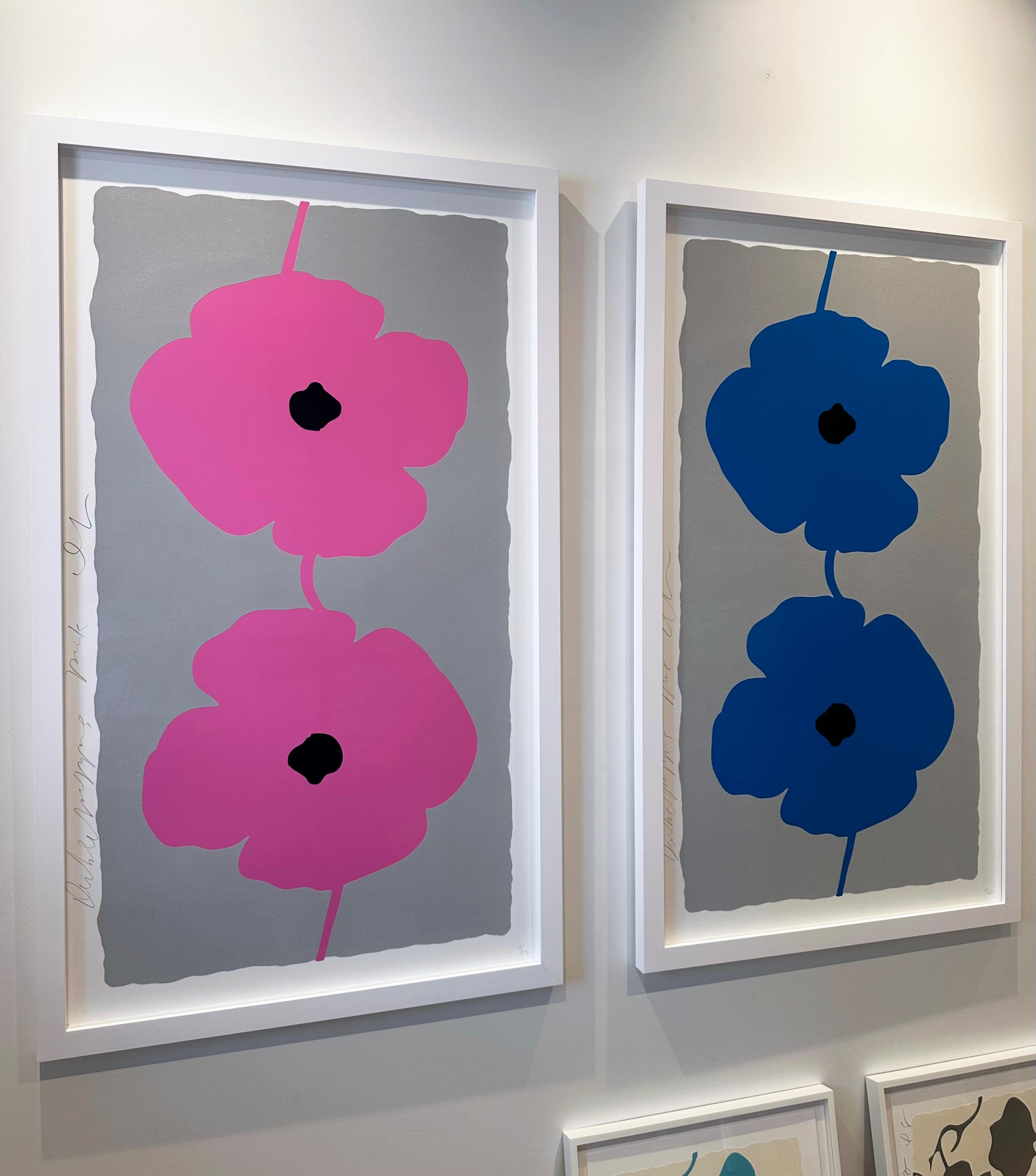 Artist: Donald Sultan
Title: Blue Double Poppies
Portfolio: Double Poppies
Medium: Silkscreen with enamel inks, flocking, and sand on Rising 4-ply museum board
Date: 2025
Edition: 9/25
Frame Size: 55 1/4