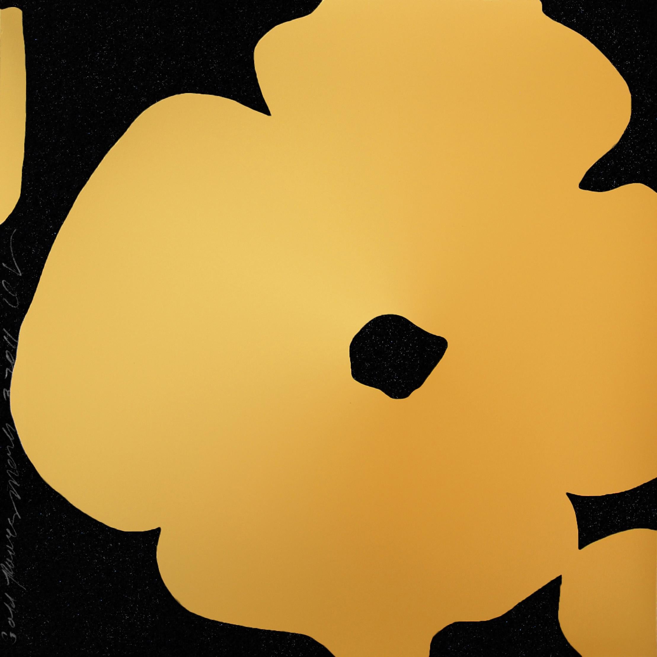 Donald Sultan, Gold Flowers, March 3, 2011, Screenprint with Black Silica. For Sale 2
