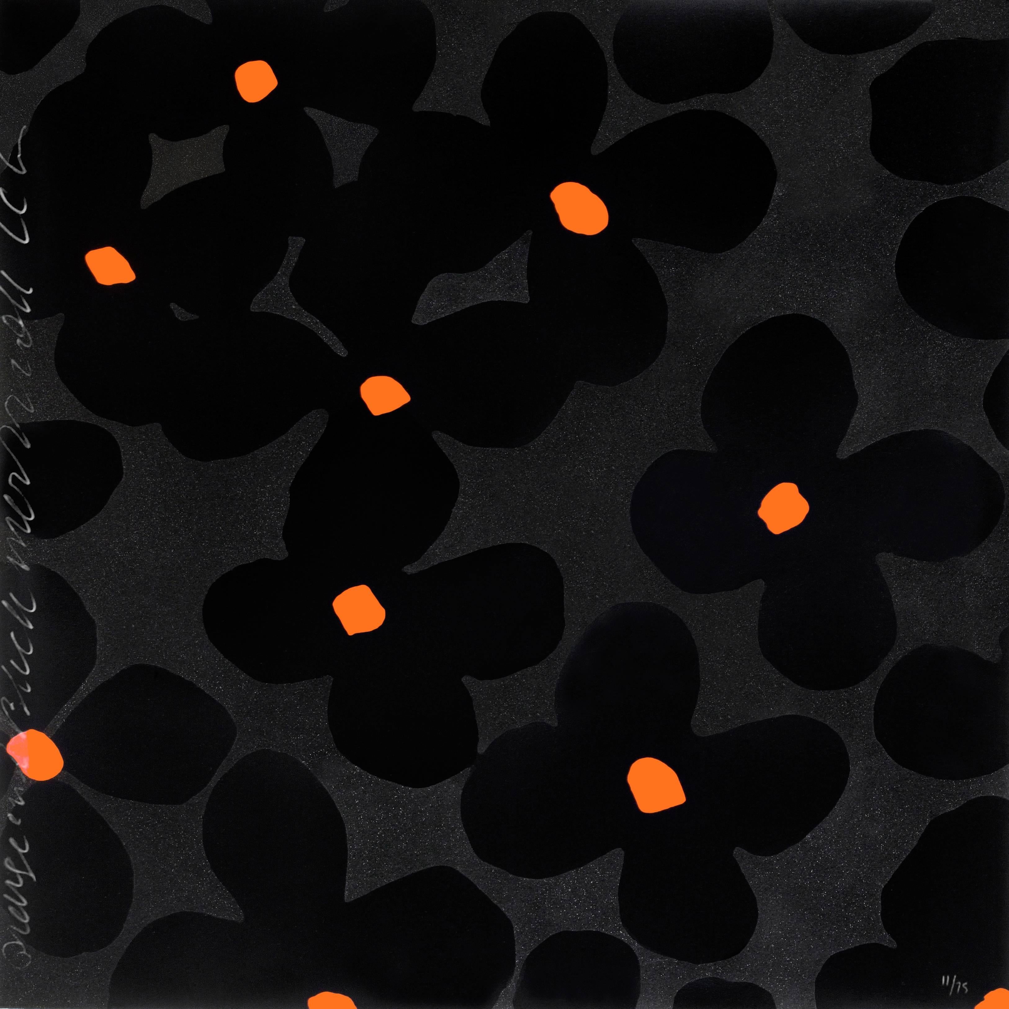 Donald Sultan, Orange & Schwarz , 2011 Siebdruck mit handgeapplikationter Silica im Angebot 1