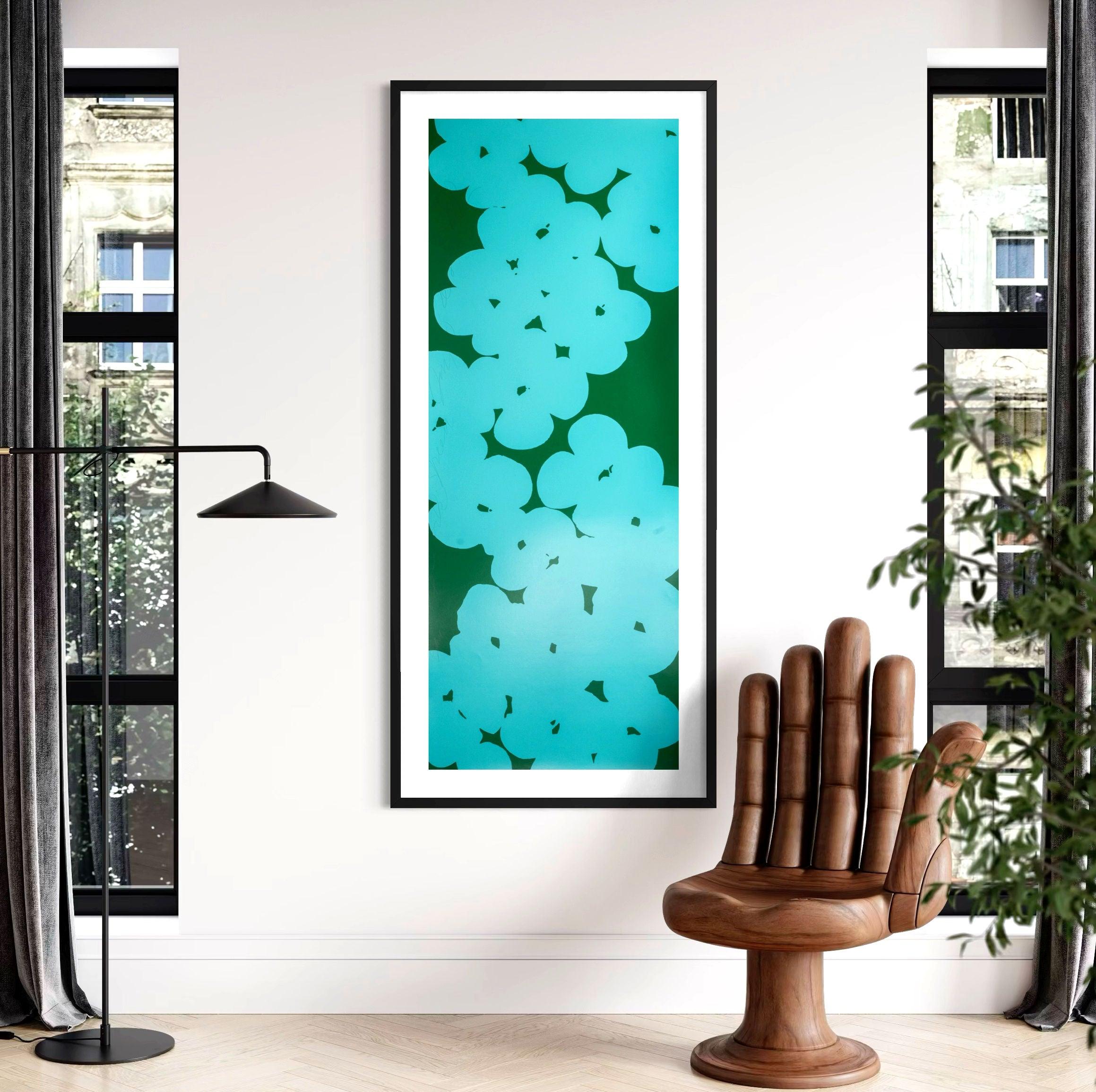 Artist: Donald Sultan
Title: Wallflower (Aqua and Dark Green)
Medium: Screenprint in Colors
Size: 69" h Ã 27" w
Edition: 9/12
Publisher: Har-El Printers and Publishers, Tel Aviv
Inscription: Initialed, numbered, and dated '9/12 Aqua and Dark Green